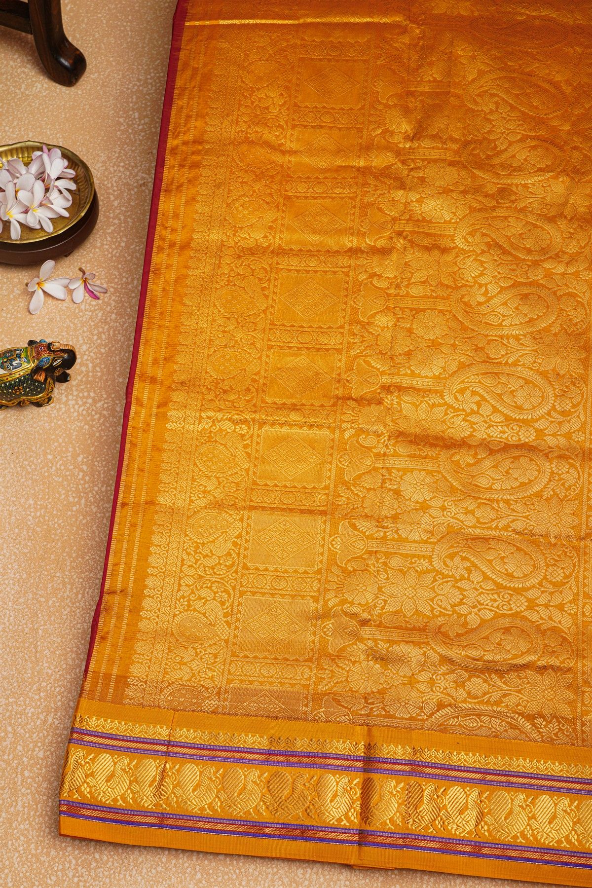 Narayanpet Silk Maroon Saree