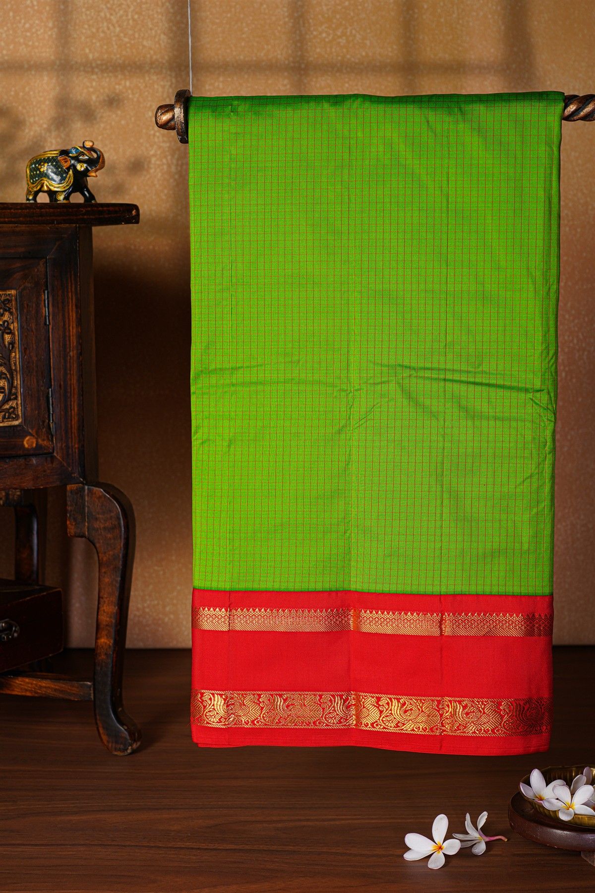 Narayanpet Silk Parrot Green Saree
