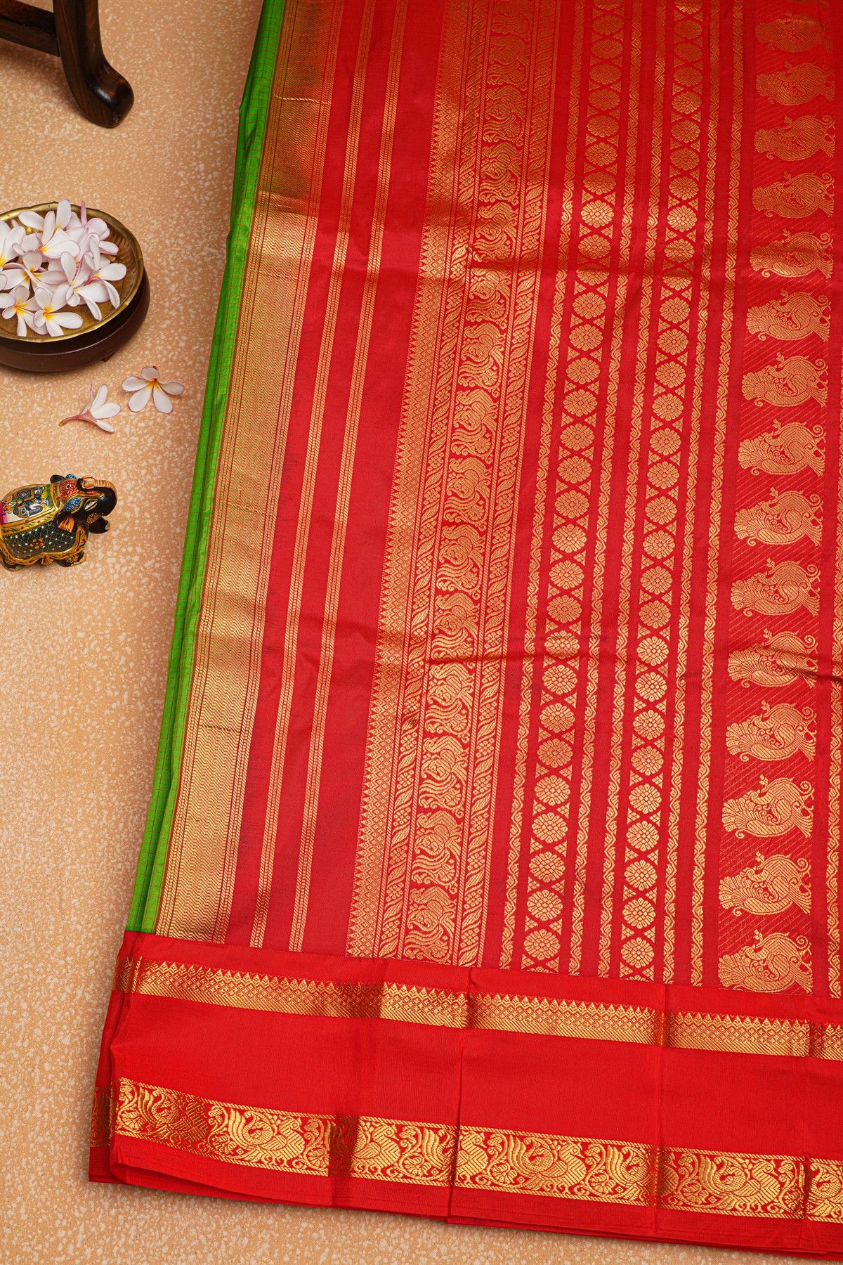 Narayanpet Silk Parrot Green Saree