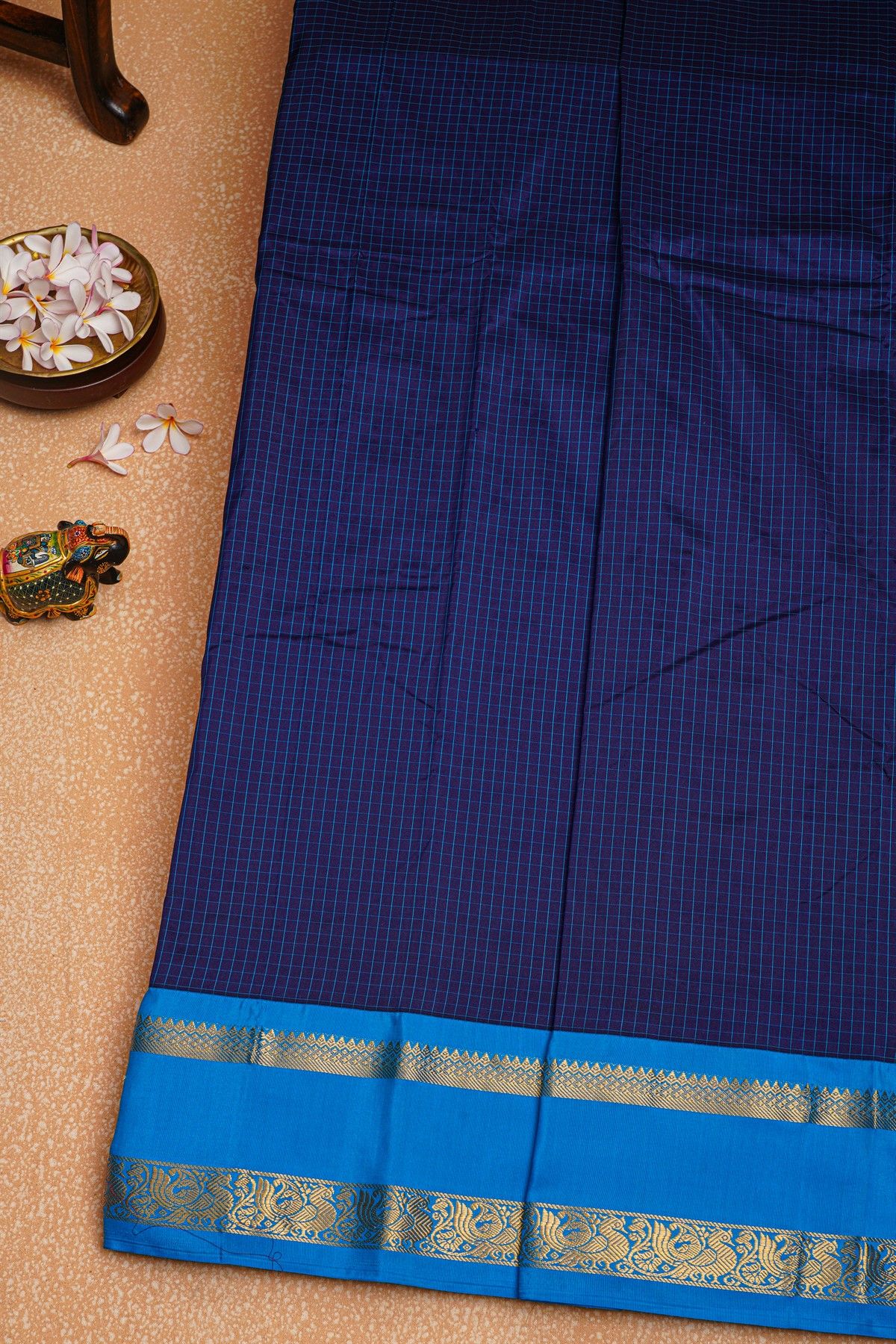 Narayanpet Silk Navy Blue Saree