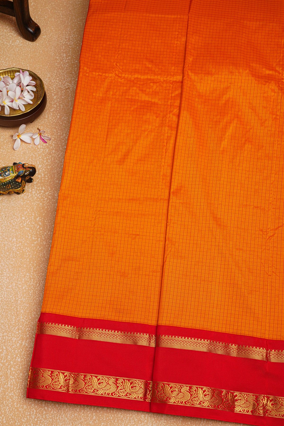 Narayanpet Silk Orange Saree