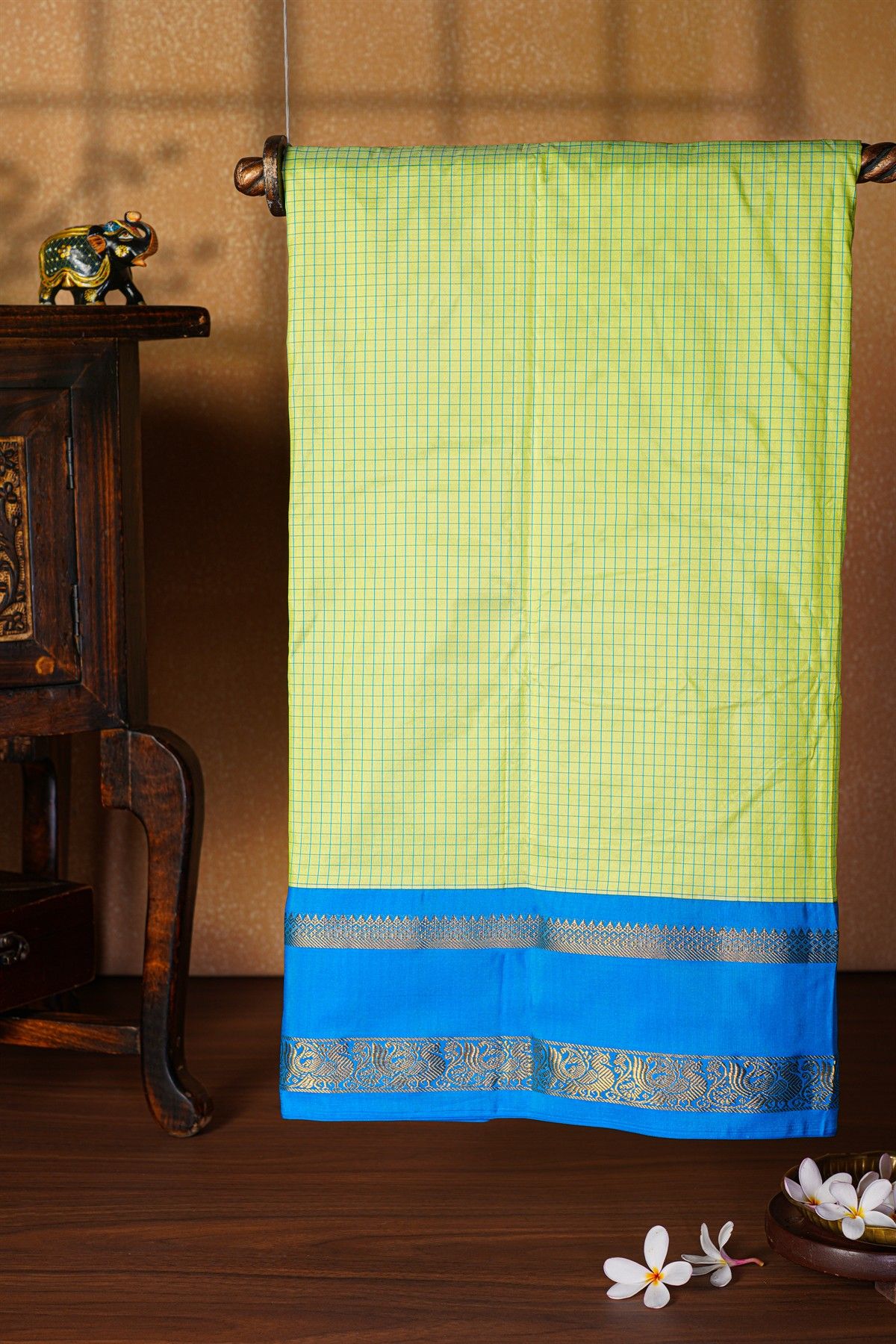 Narayanpet Silk Pista Green Saree