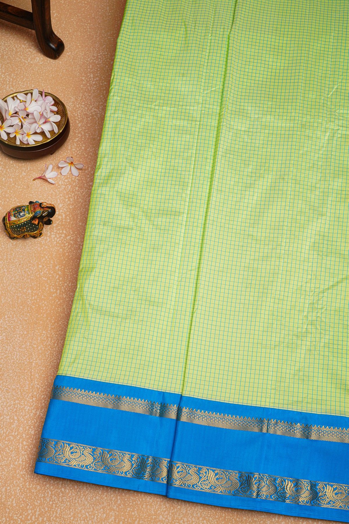 Narayanpet Silk Pista Green Saree