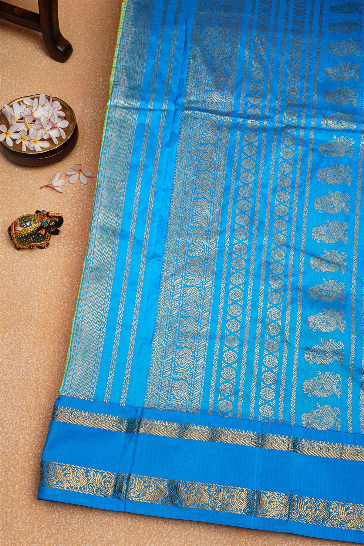 Narayanpet Silk Pista Green Saree