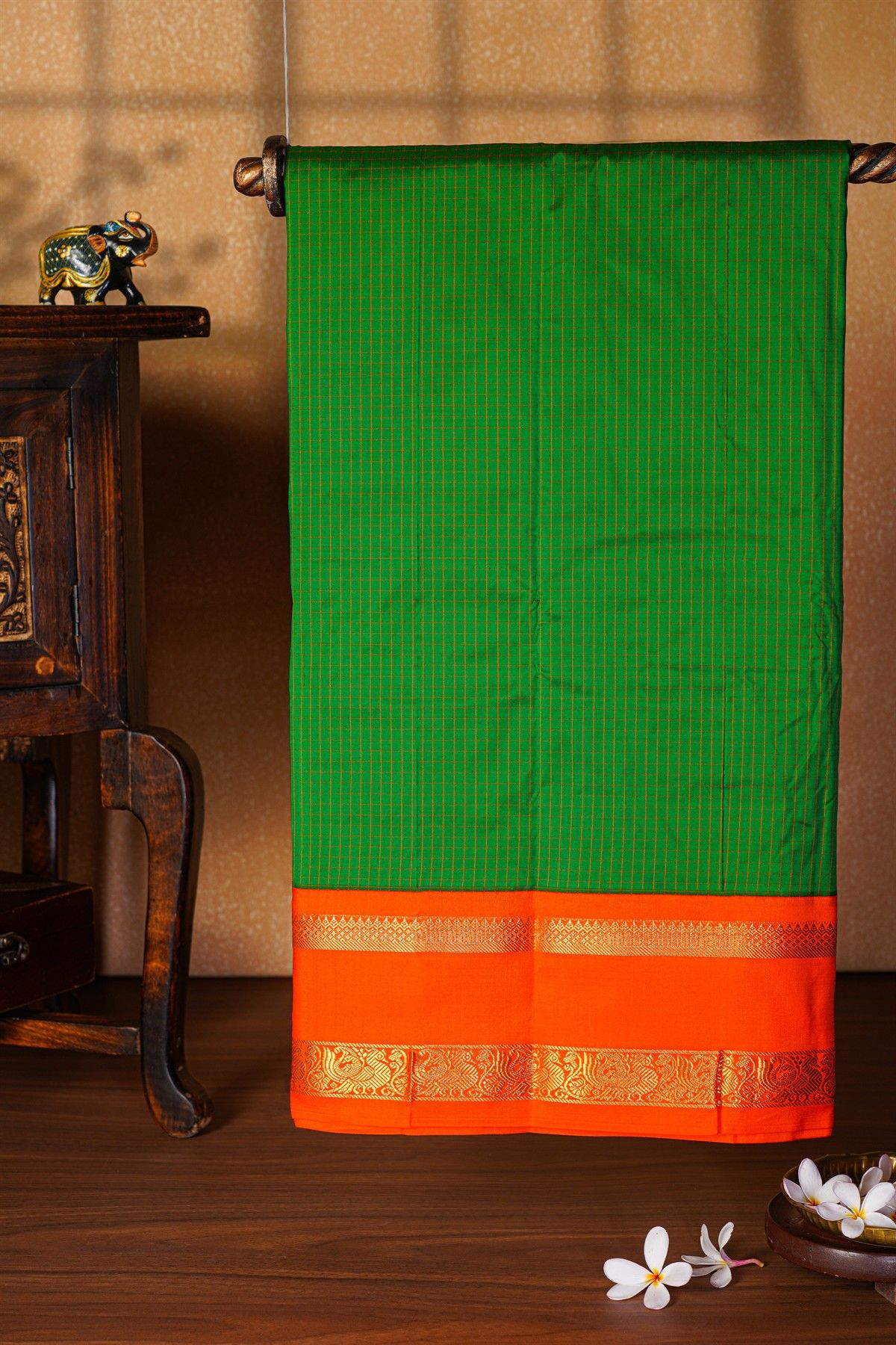 Narayanpet Silk Bottle Green Saree