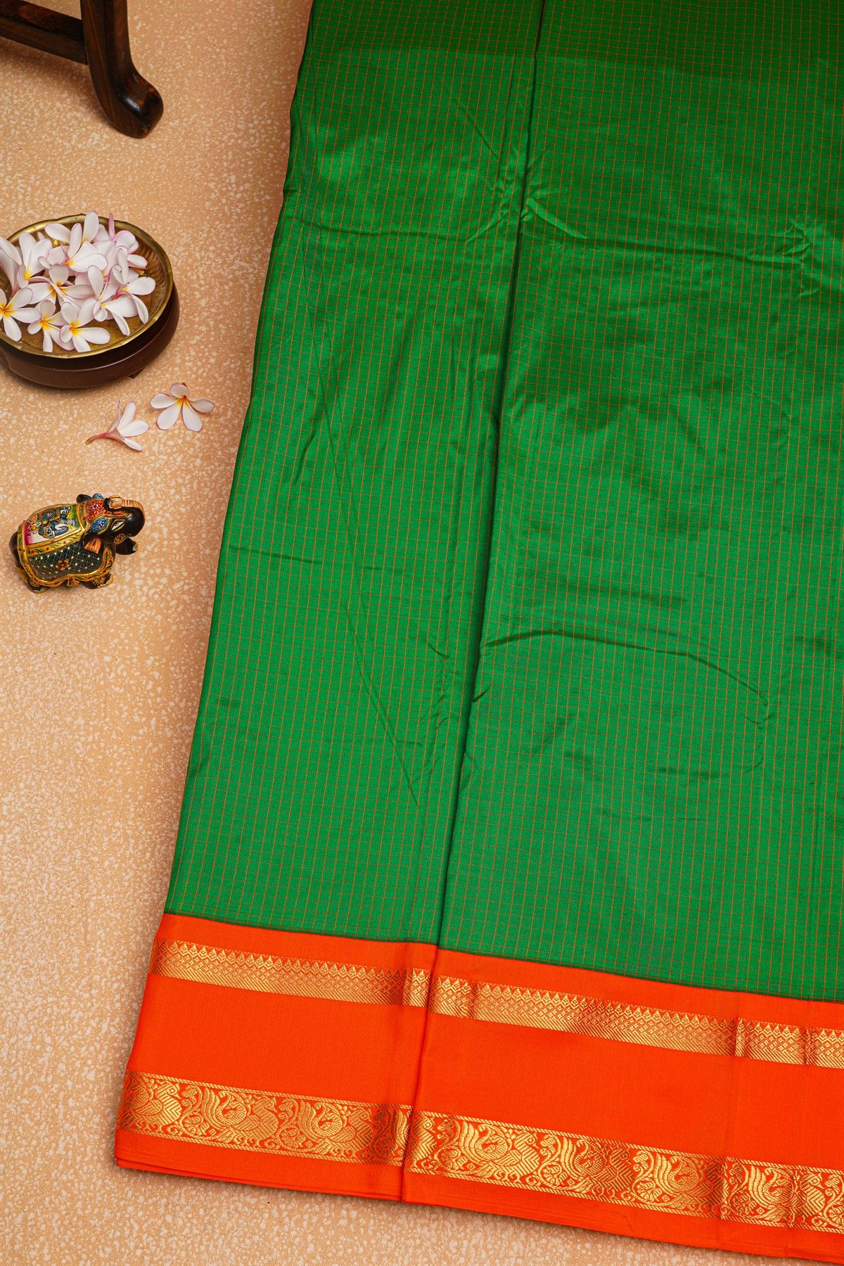 Narayanpet Silk Bottle Green Saree