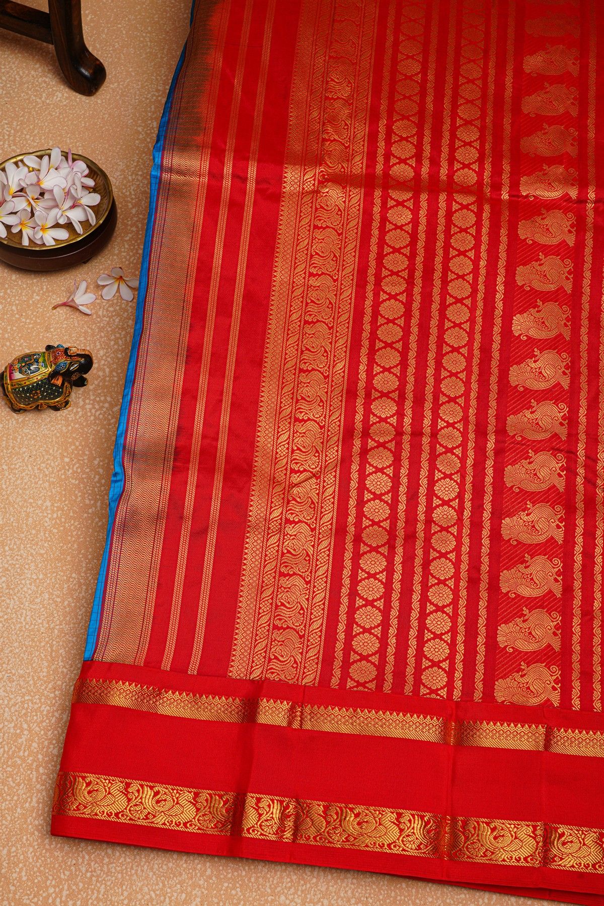 Narayanpet Silk Sea Blue Saree