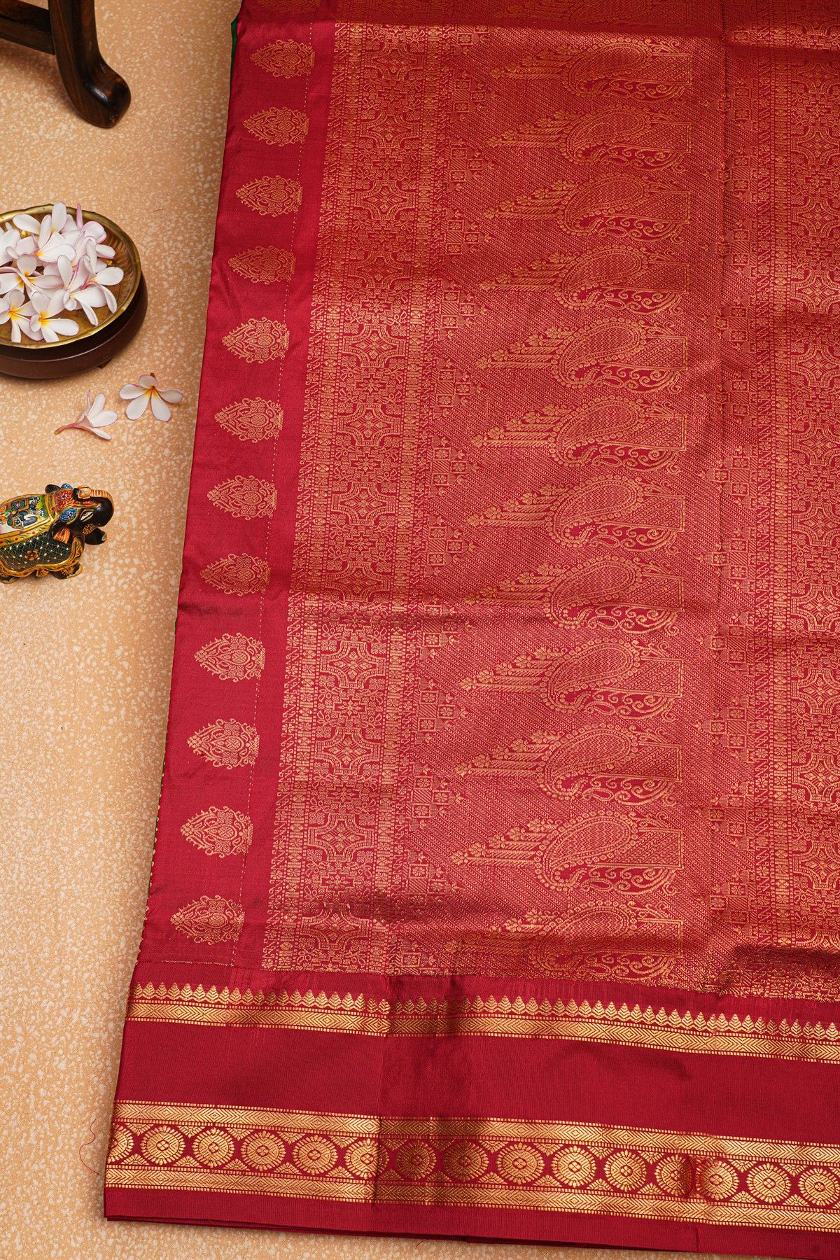 Narayanpet Silk Bottle Green Saree