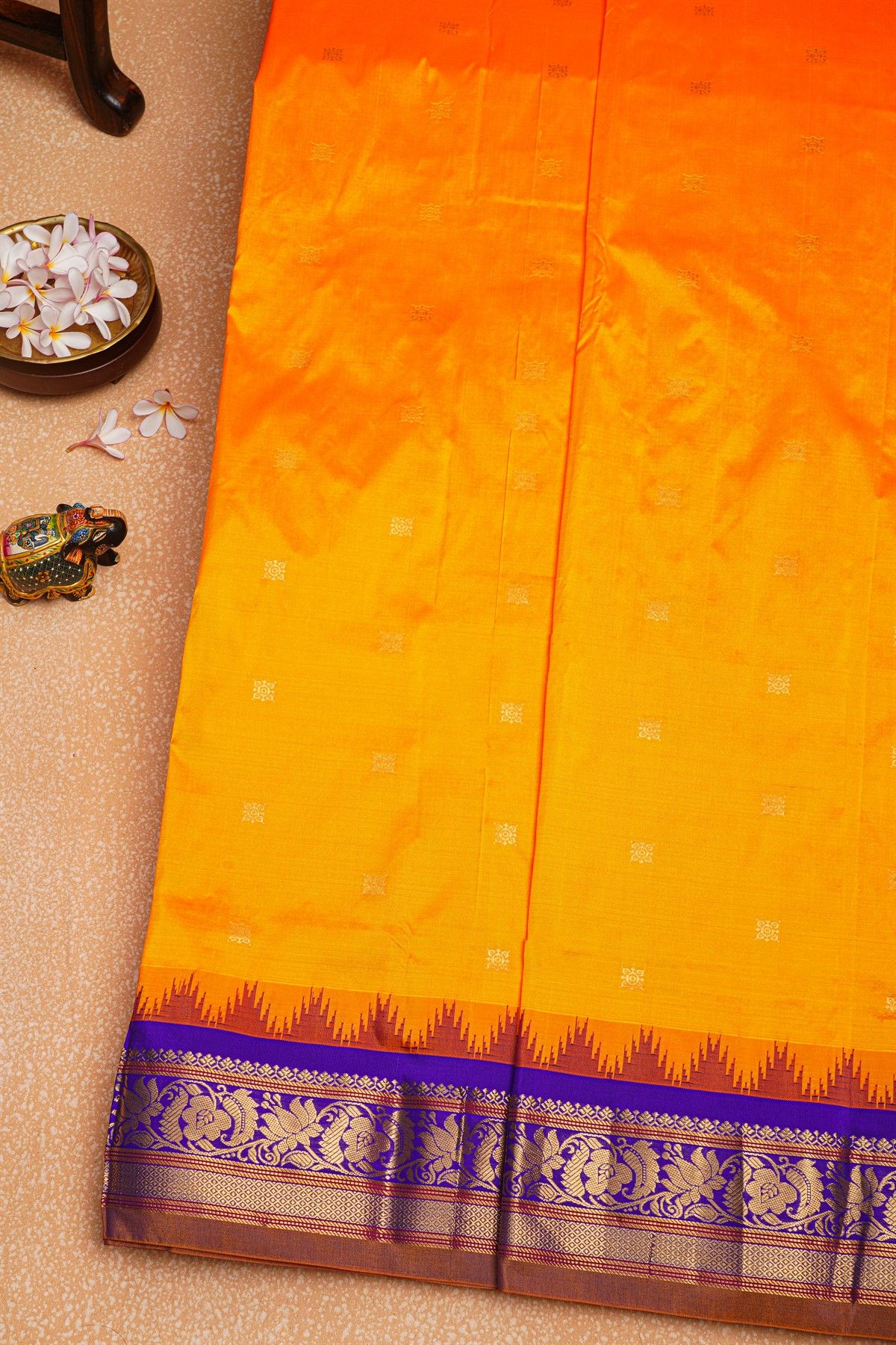 Narayanpet Silk Orange Saree