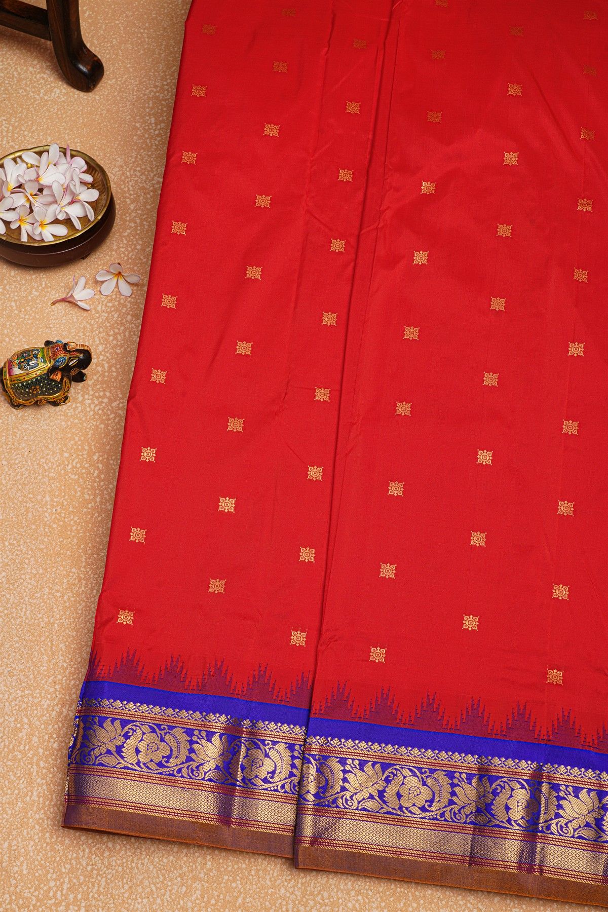 Narayanpet Silk Red Saree