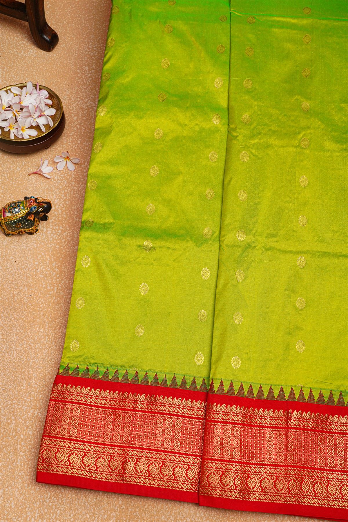Narayanpet Silk Parrot Green Saree