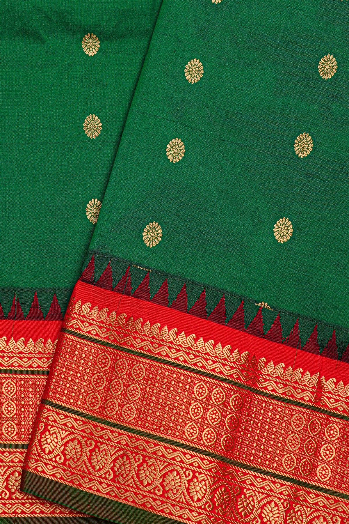 Narayanpet Silk Bottle Green Saree
