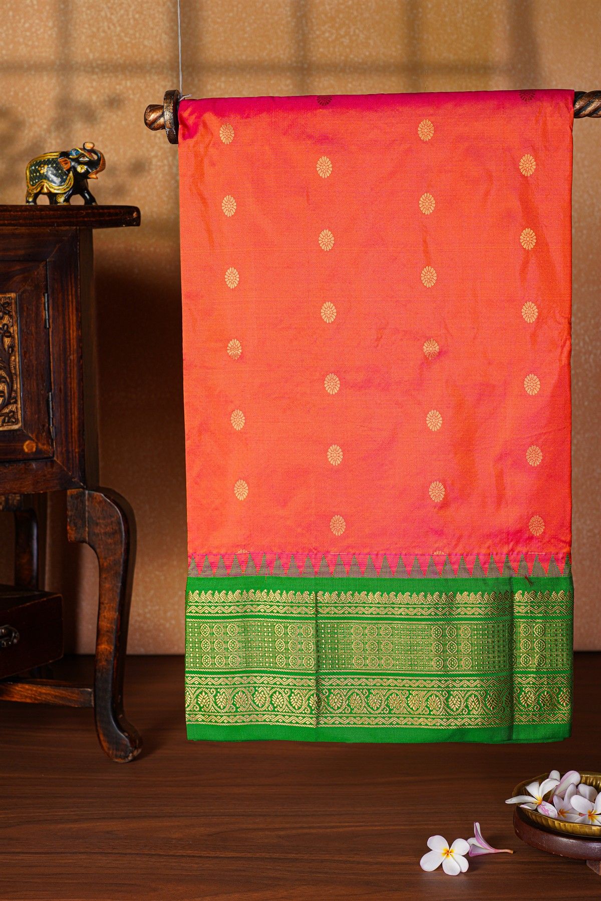 Narayanpet Silk Peach Saree