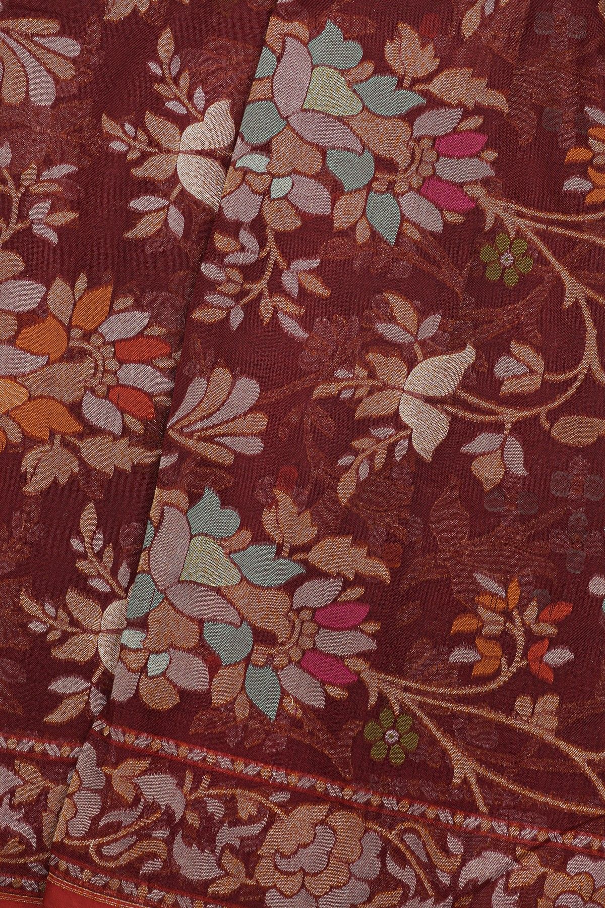 Khaadi Maroon Cotton Saree