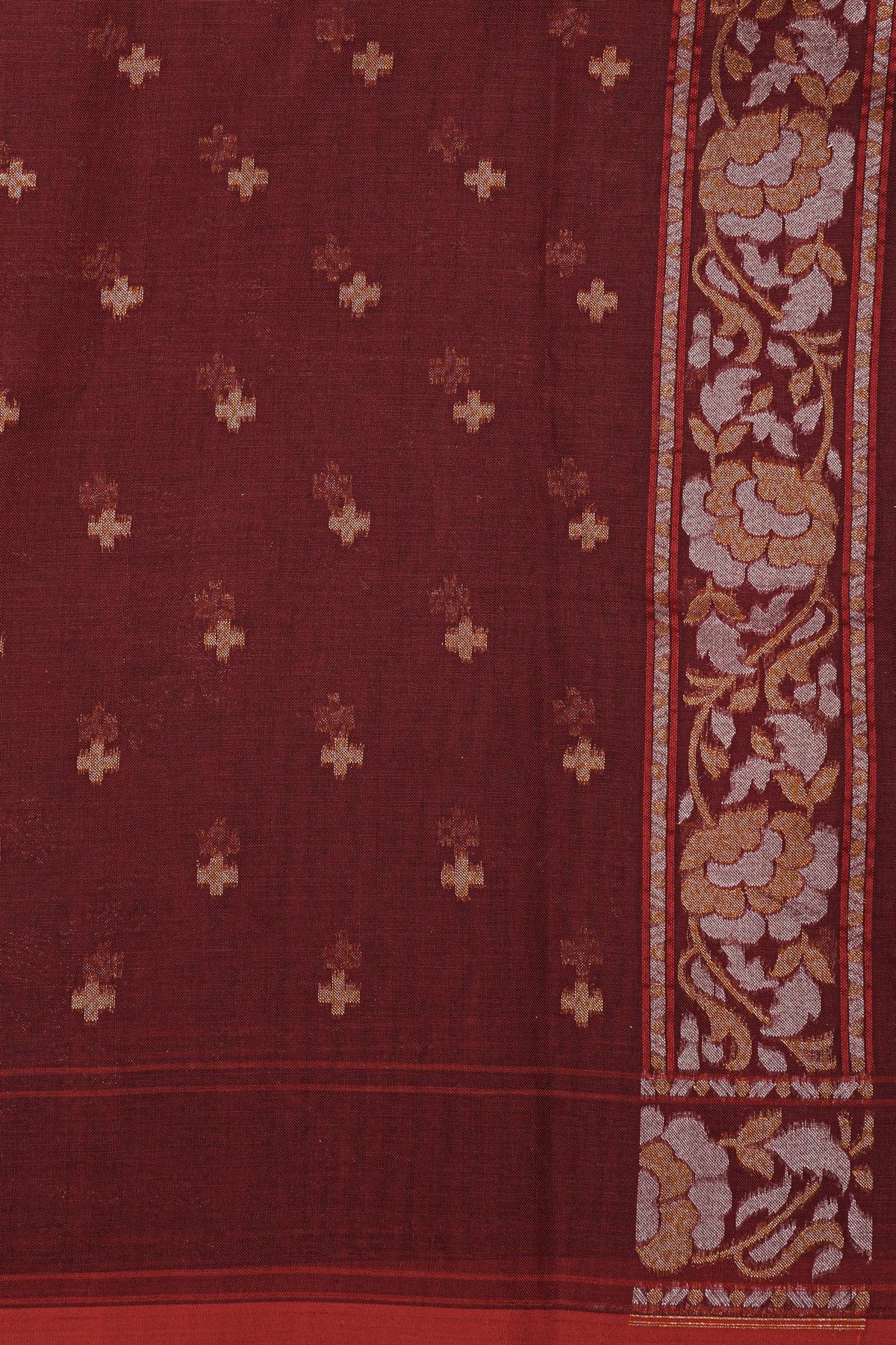 Khaadi Maroon Cotton Saree