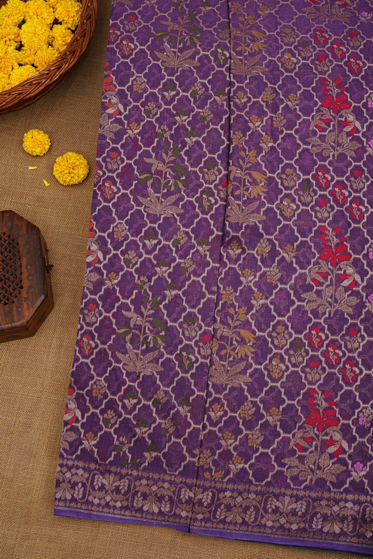 Khaadi Purple  Cotton Saree