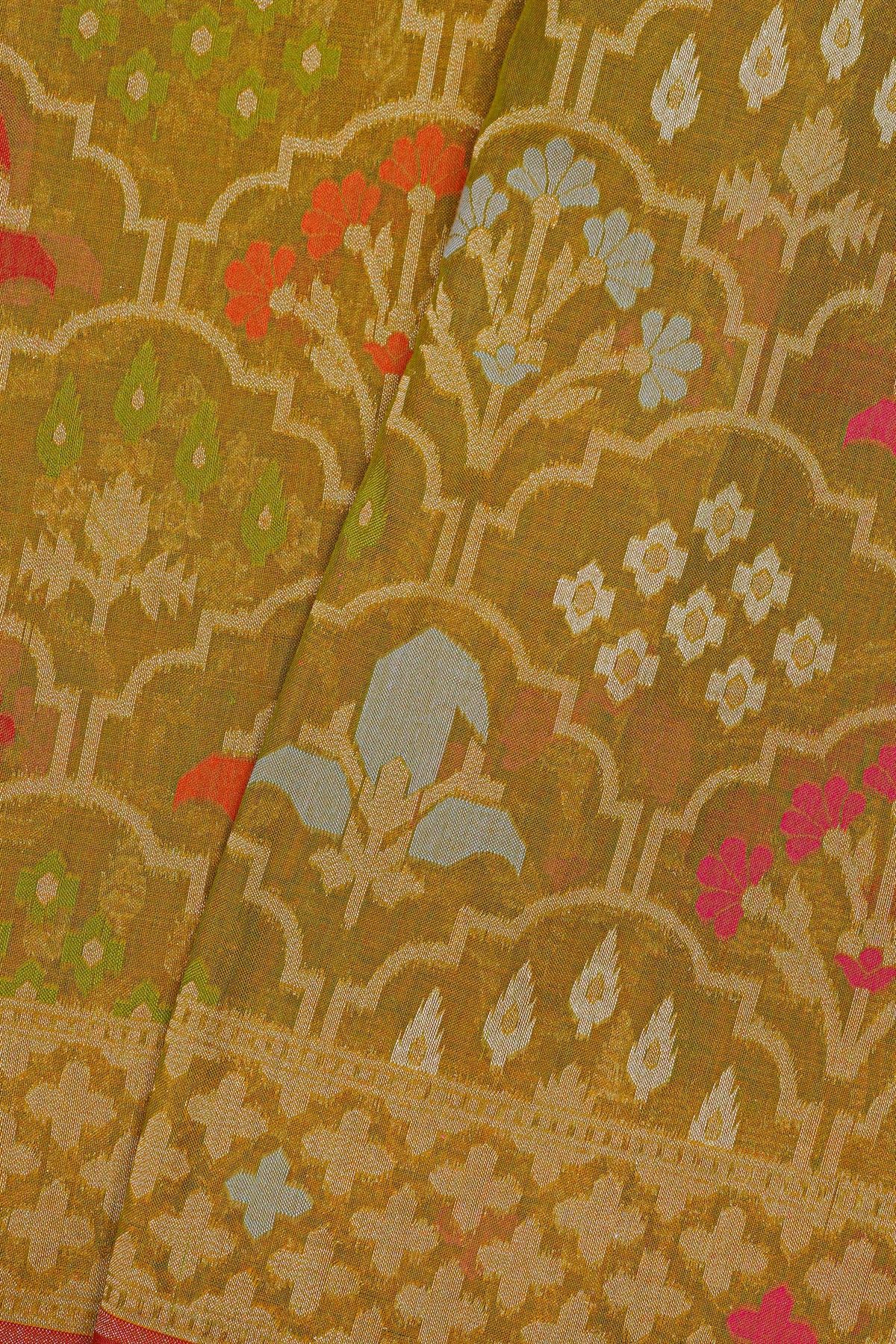 khaadi mehendi Green cotton saree