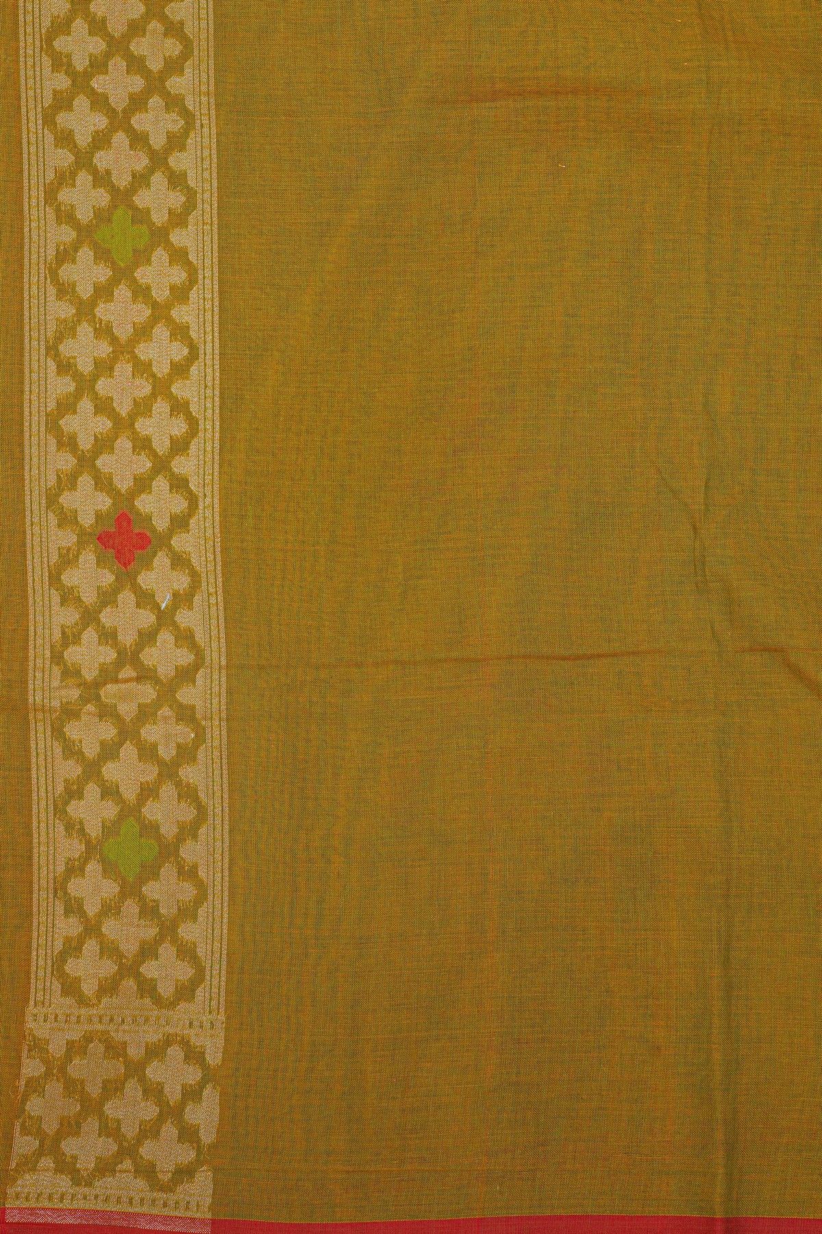 khaadi mehendi Green cotton saree