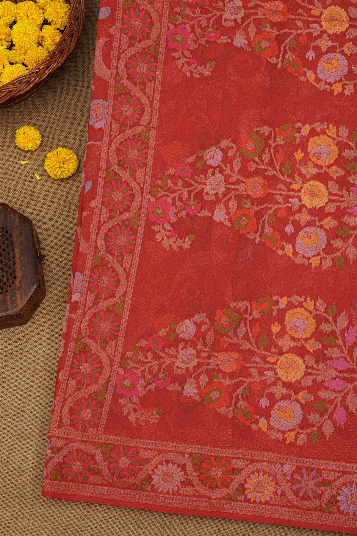 Khaadi Cotton  Red Saree