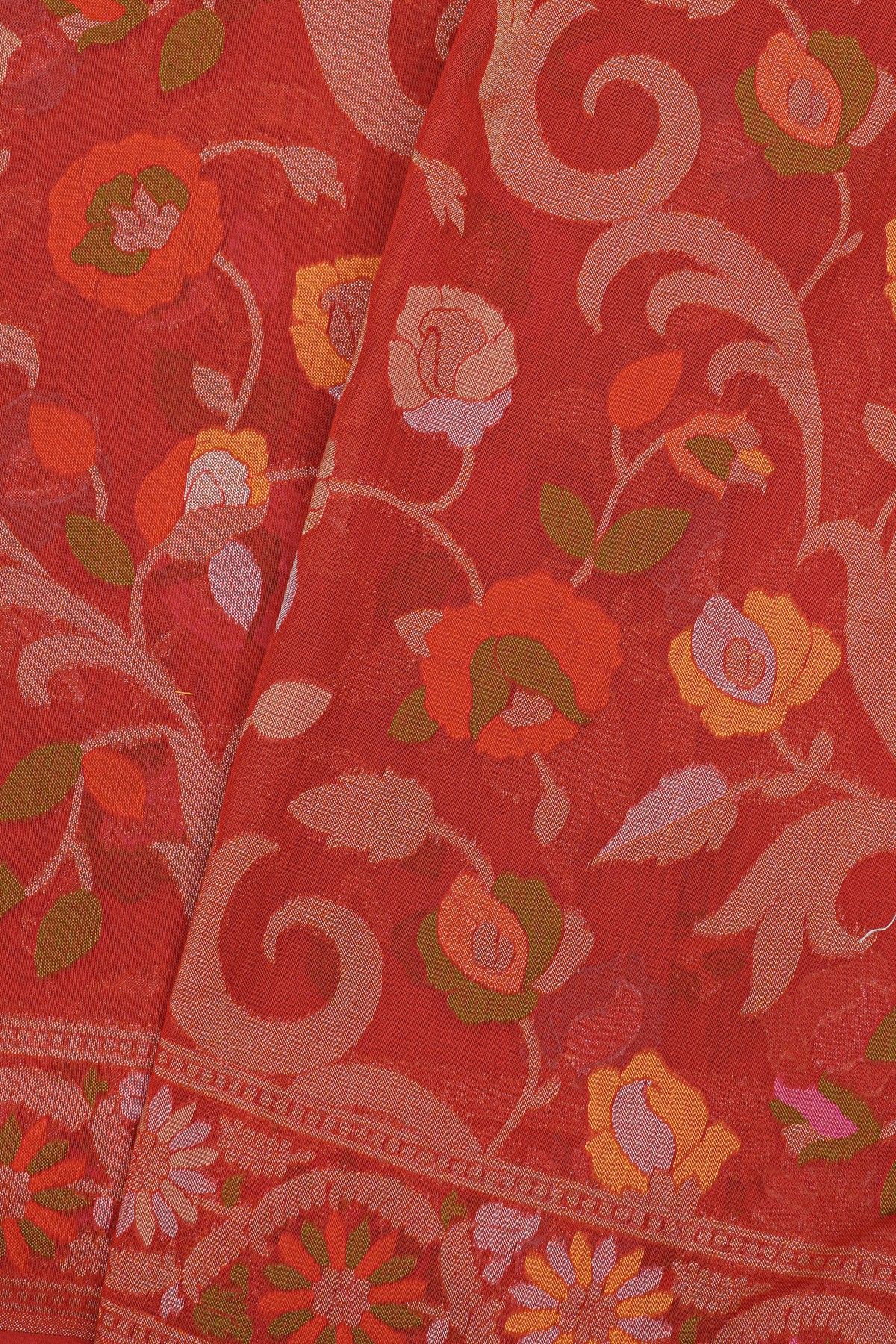 Khaadi Cotton  Red Saree