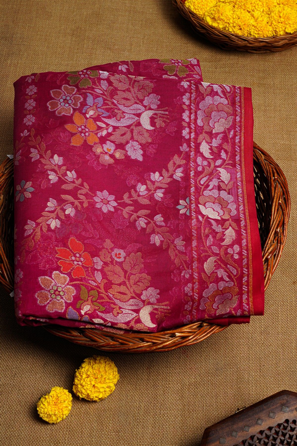 Khaadi Cotton Magenta Saree