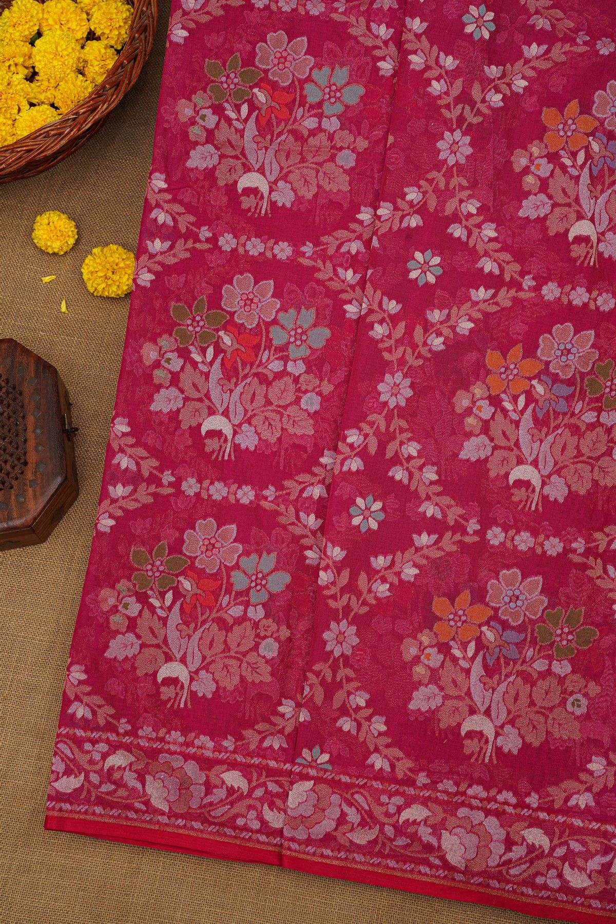 Khaadi Cotton Magenta Saree