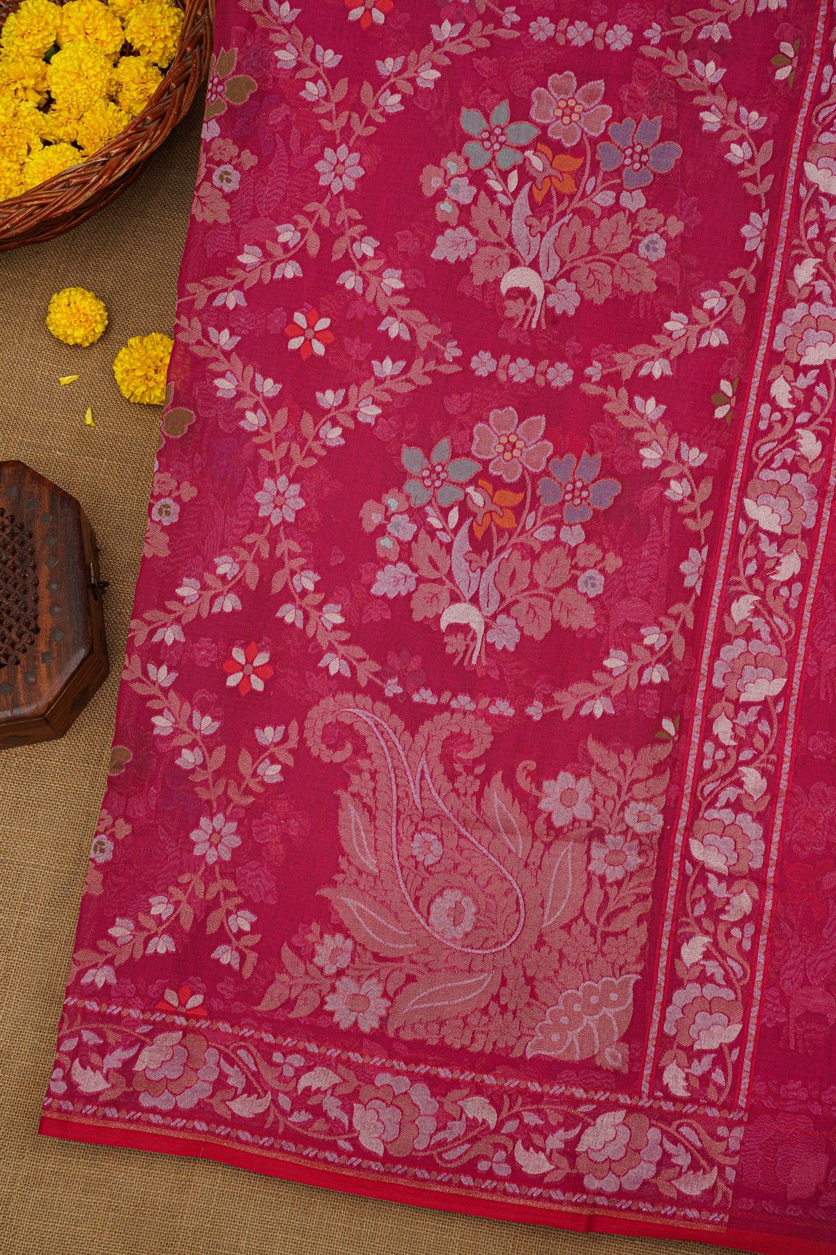 Khaadi Cotton Magenta Saree