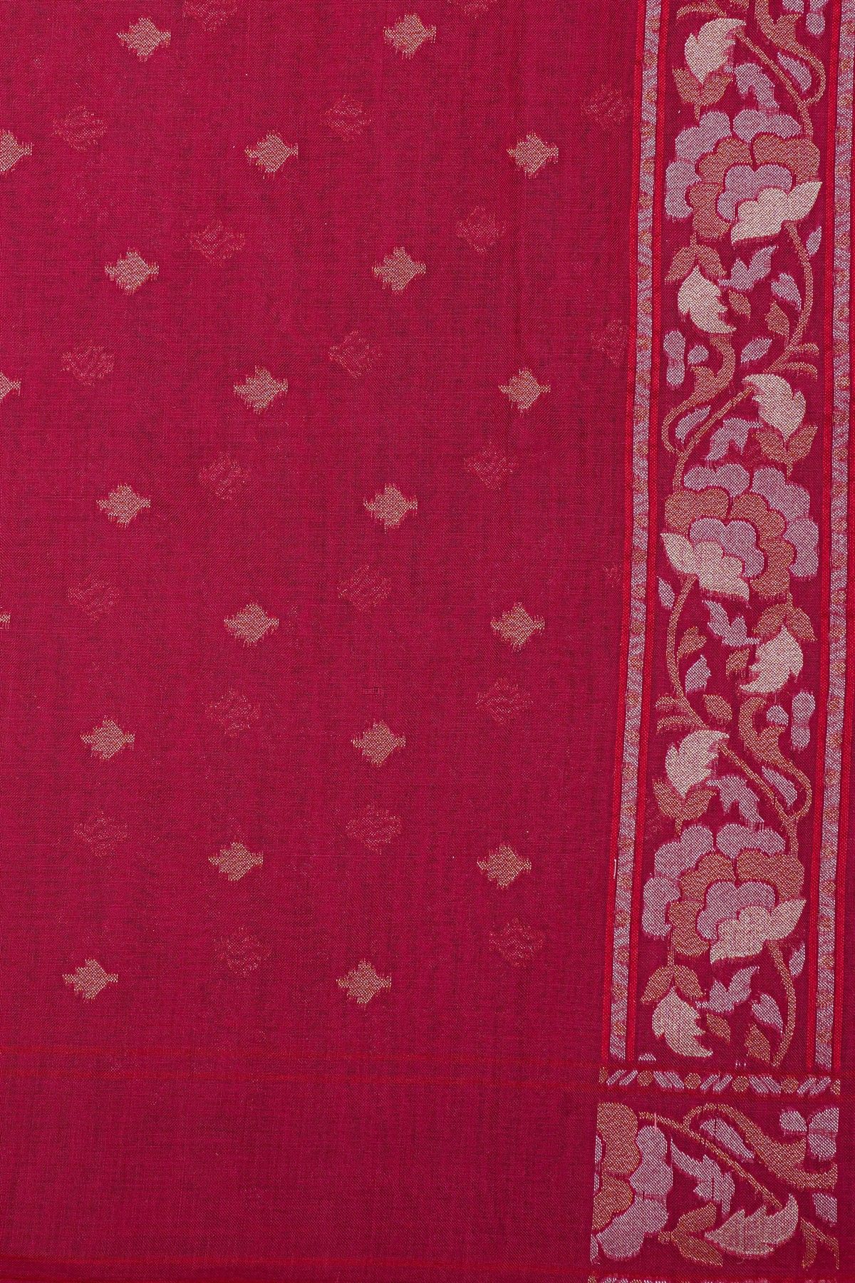 Khaadi Cotton Magenta Saree