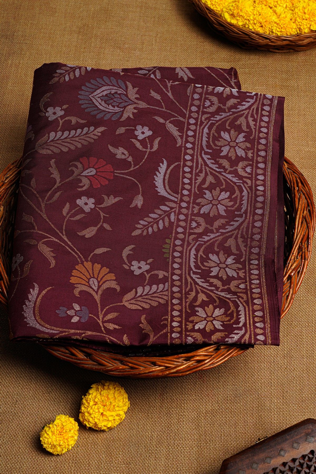 Khaadi Cotton Brown Saree