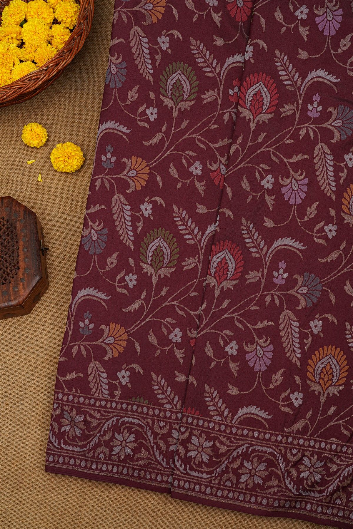 Khaadi Cotton Brown Saree