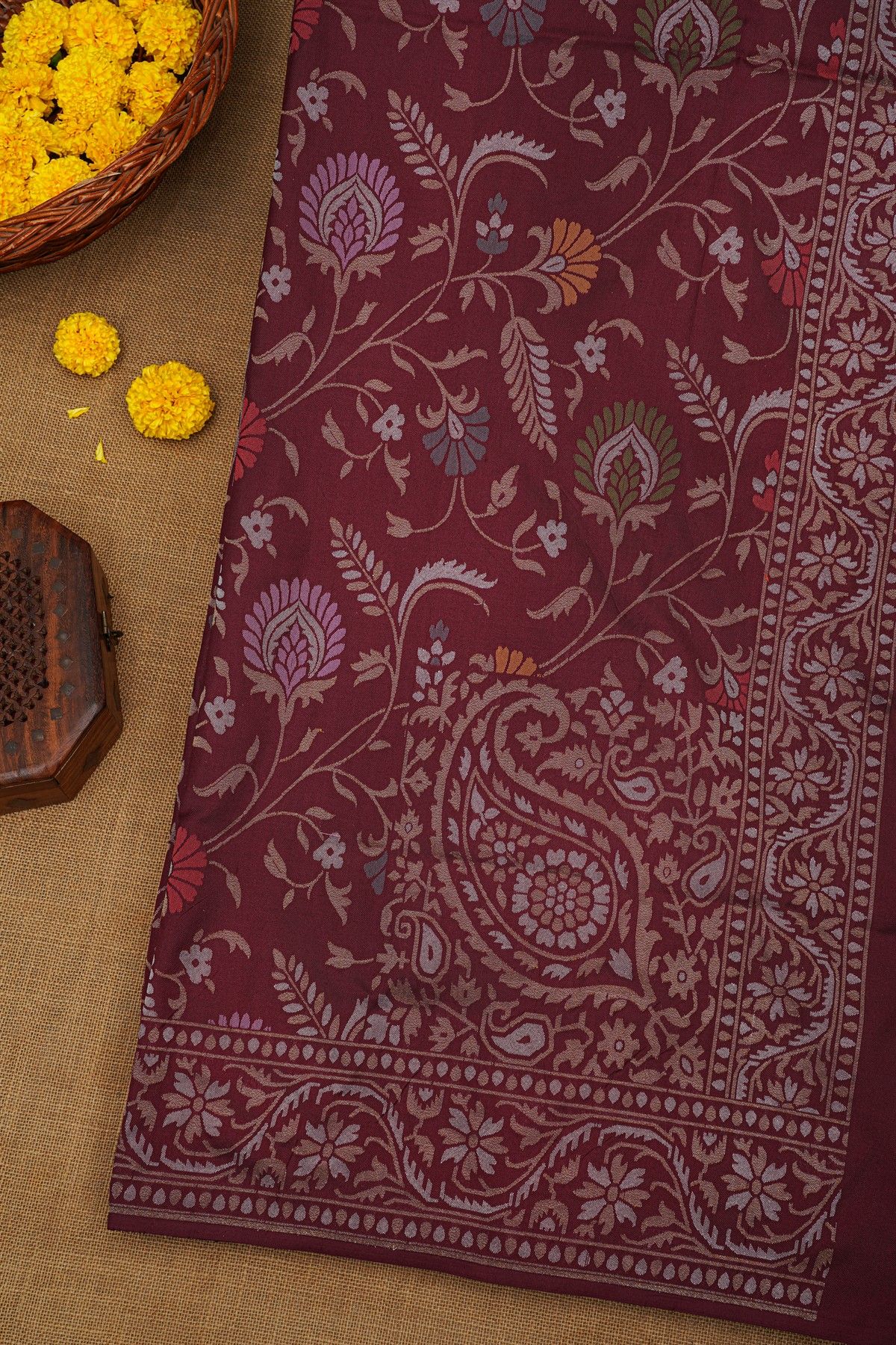 Khaadi Cotton Brown Saree