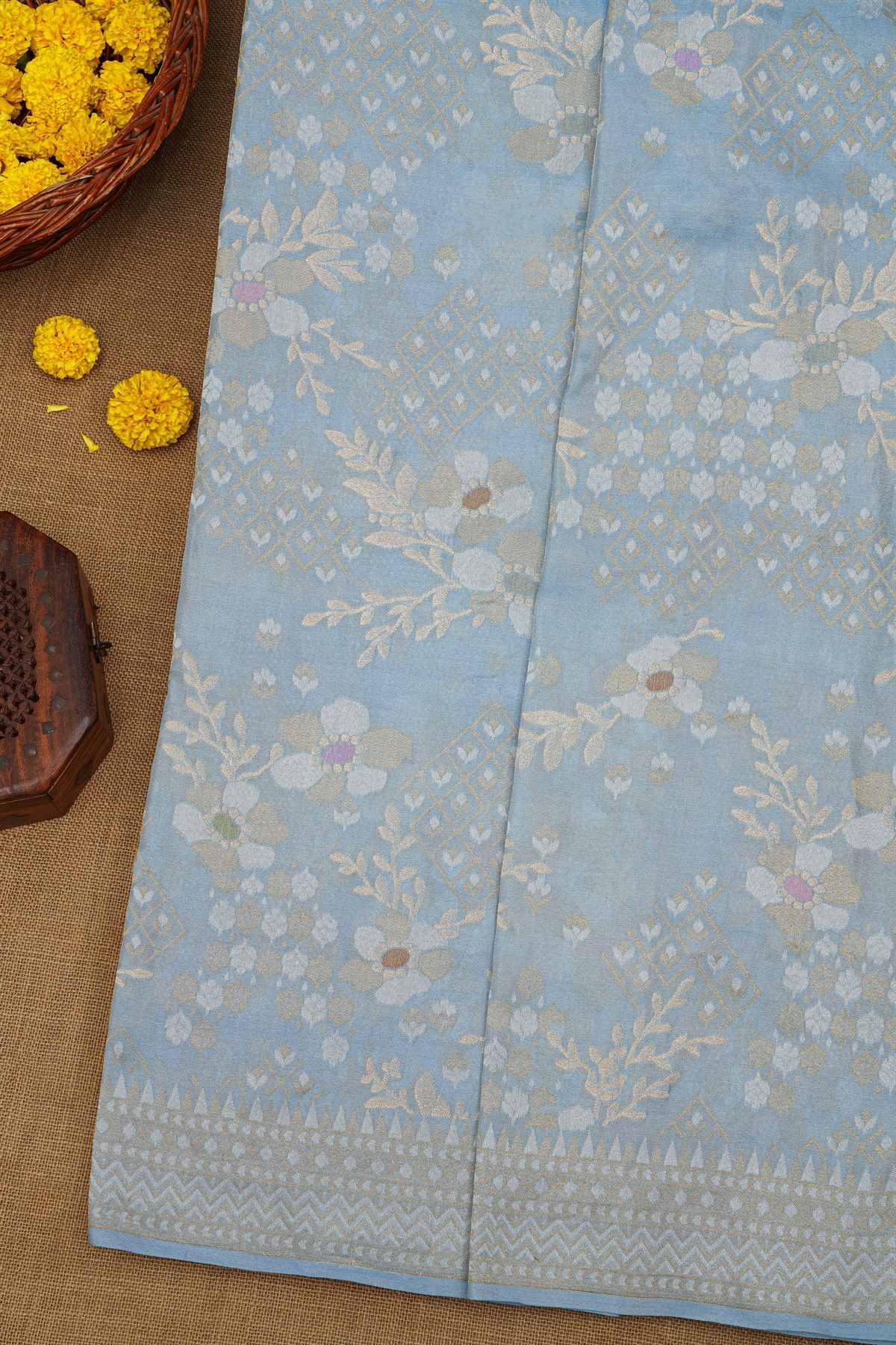 Khaadi Cotton Sky Blue Saree