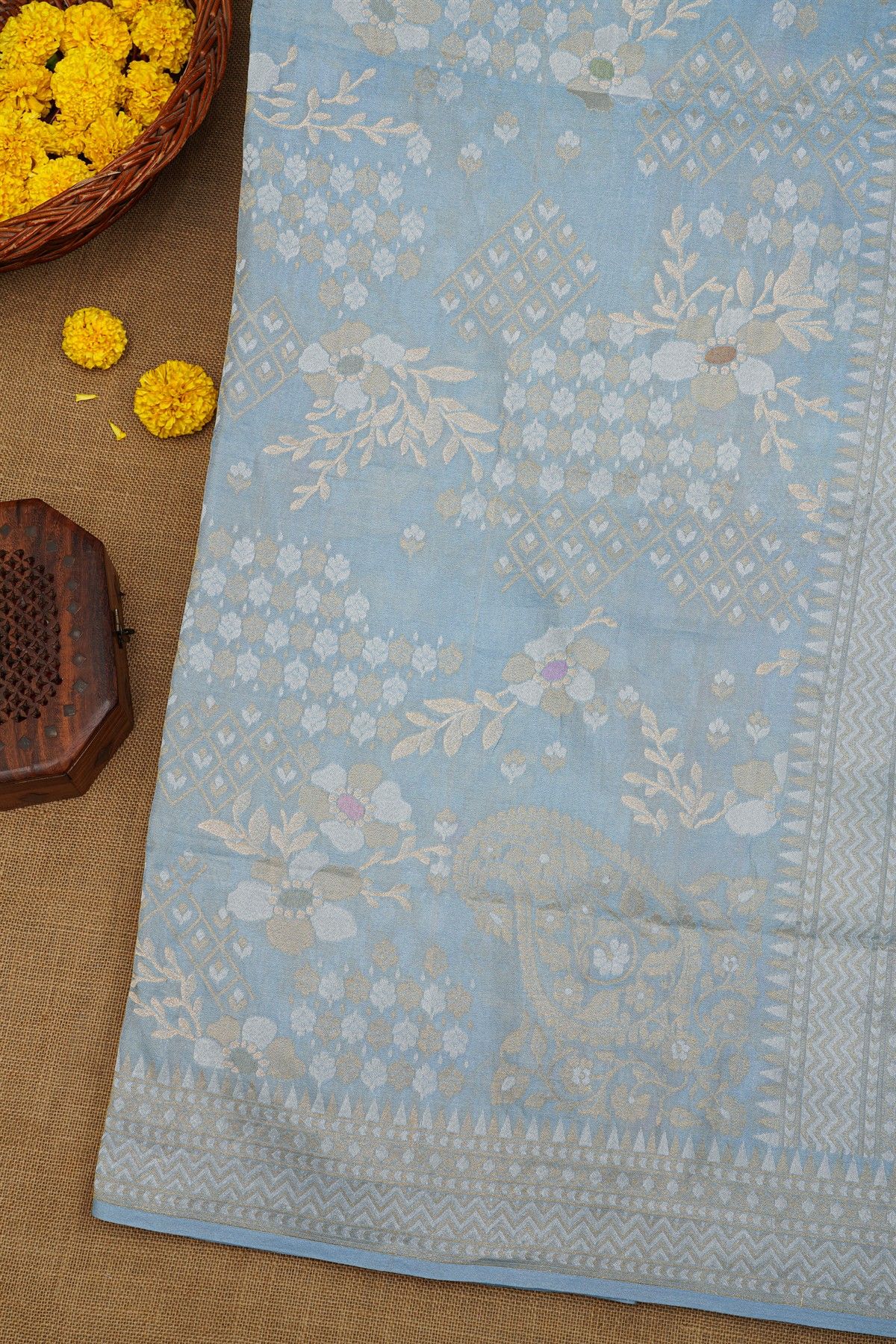 Khaadi Cotton Sky Blue Saree