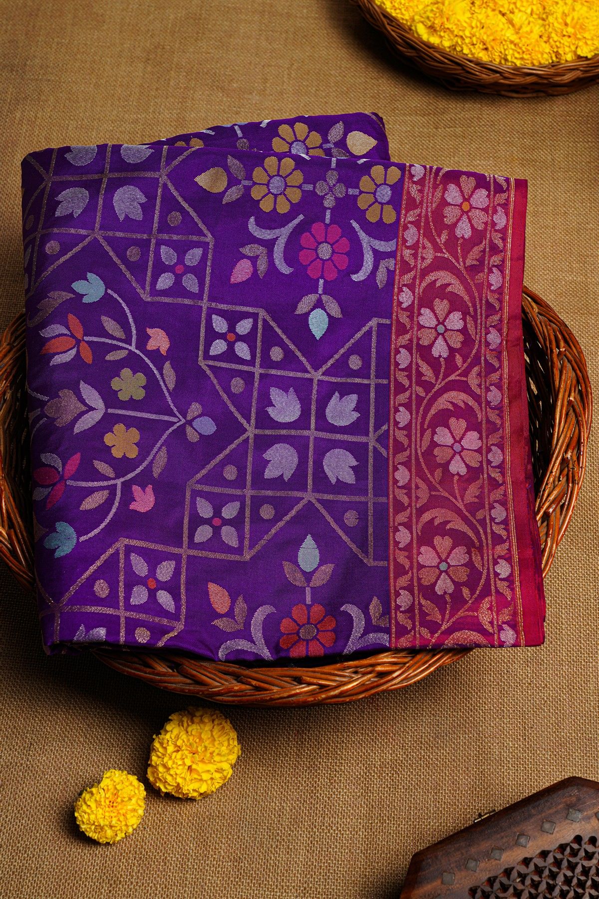 Khaadi Cotton Royal Blue Saree