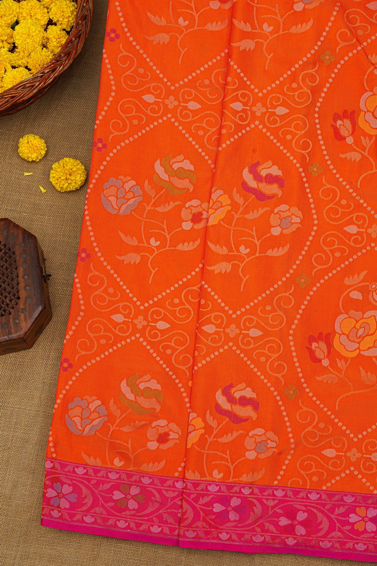 Khaadi Cotton Orange Saree