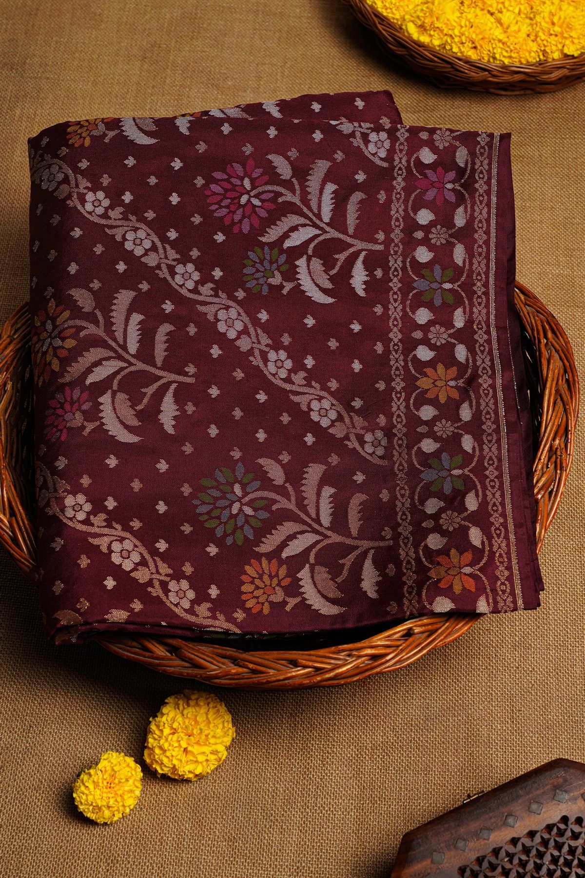 Khaadi Cotton  Brown Saree