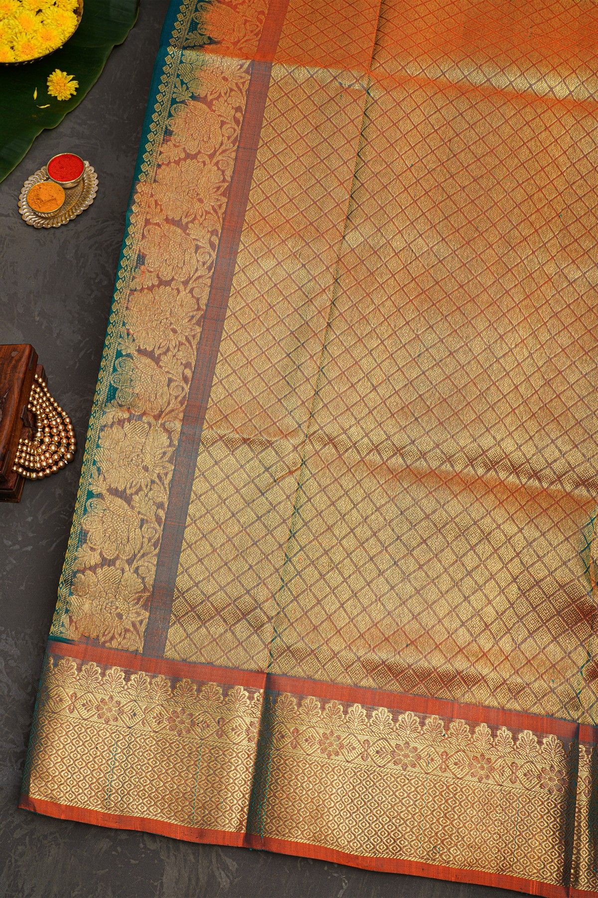 Venkatagiri Silk Teal Blue Saree