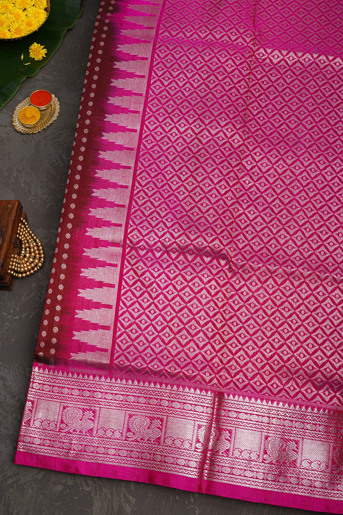 Venkatagiri Silk Maroon Saree