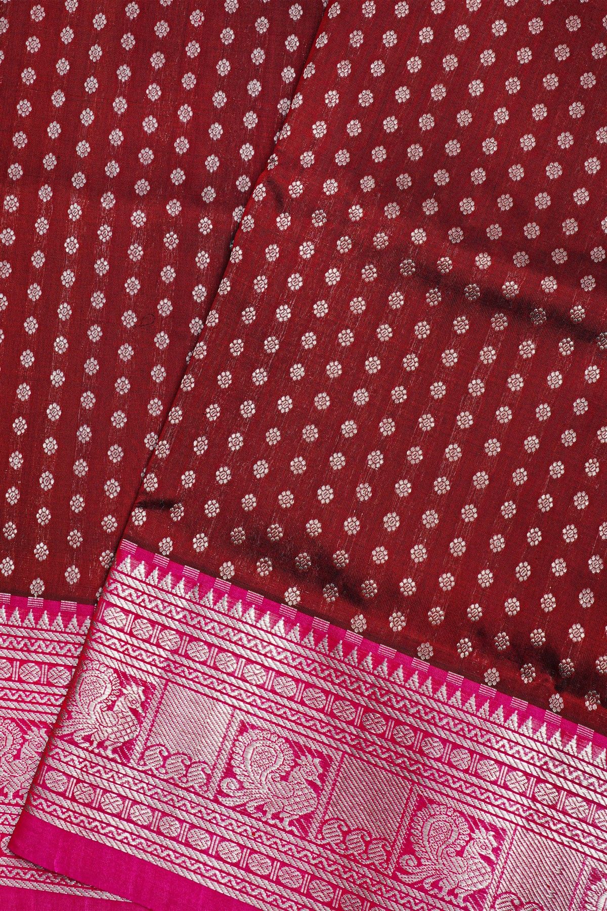 Venkatagiri Silk Maroon Saree