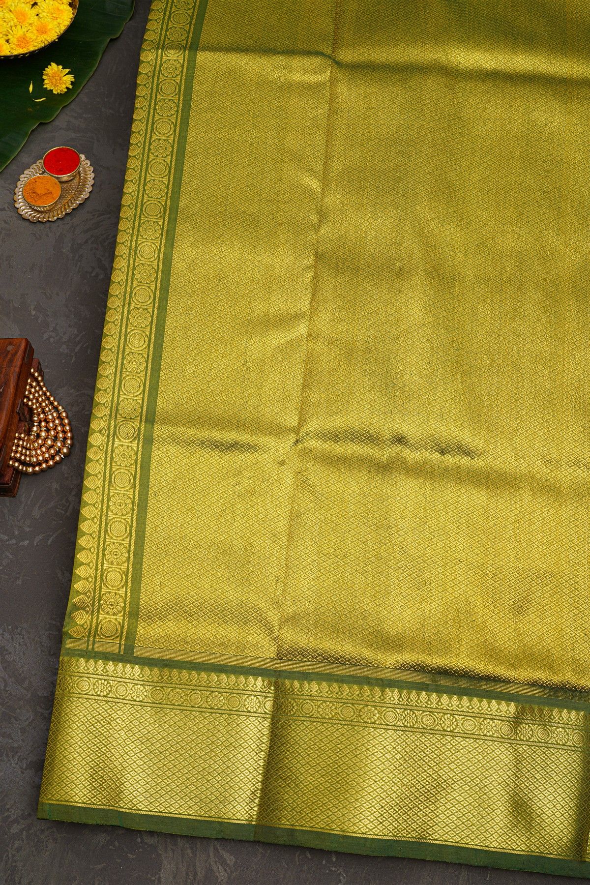Venkatagiri Silk Mehendi Green Saree