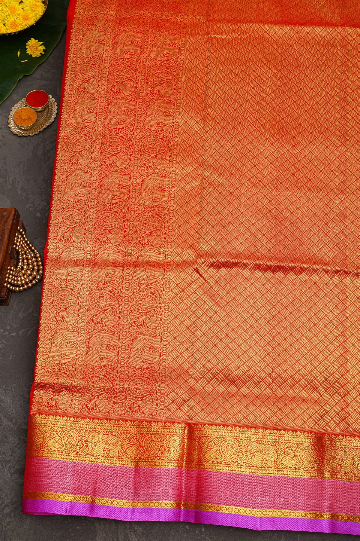 Venkatagiri Silk Red Saree