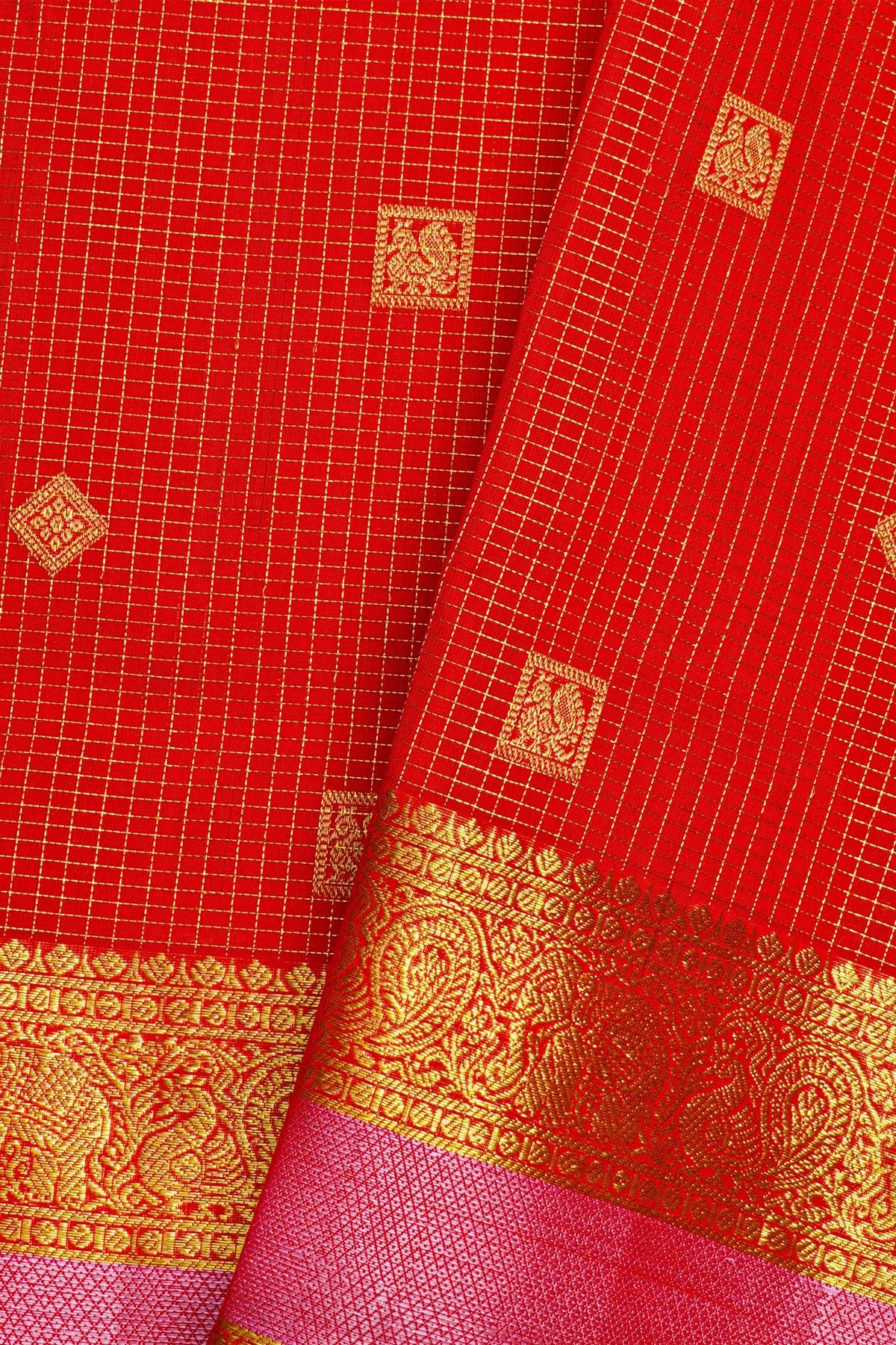 Venkatagiri Silk Red Saree