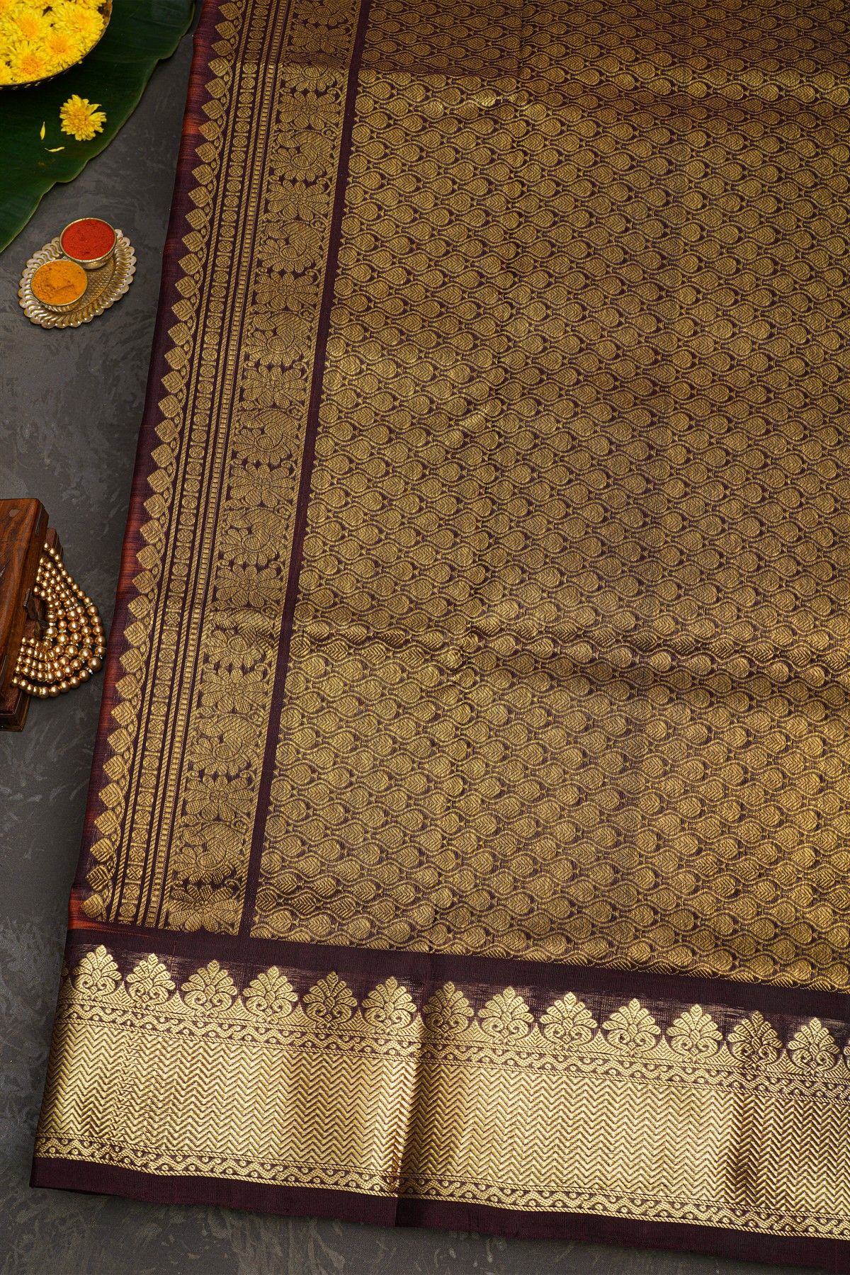 Venkatagiri Silk Rust Saree