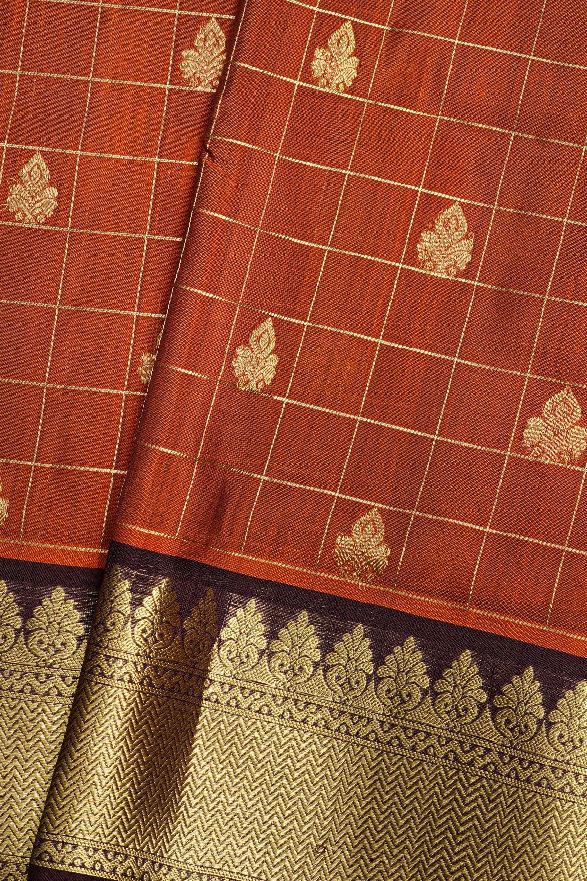 Venkatagiri Silk Rust Saree