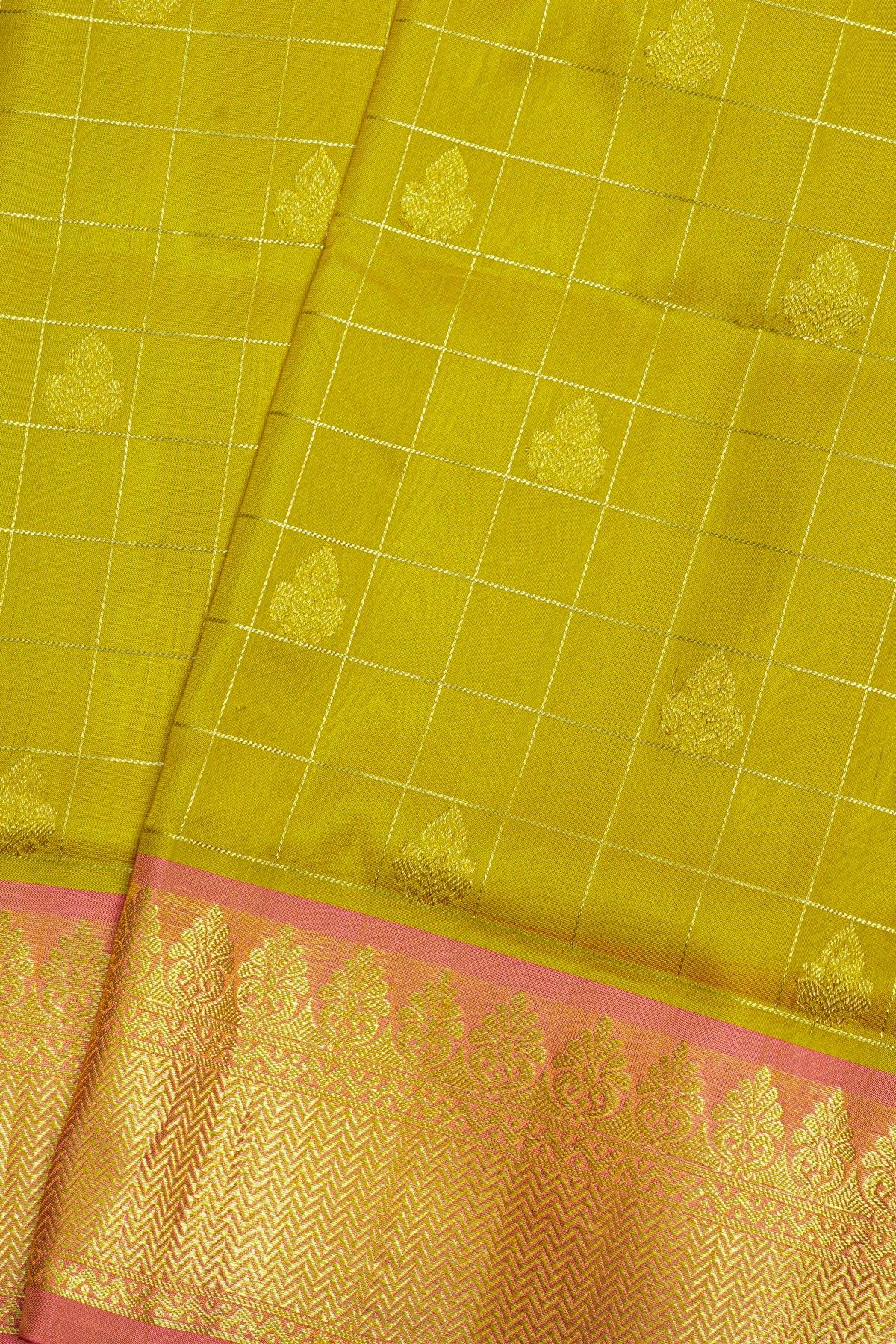 Venkatagiri Silk Lime Yellow Saree