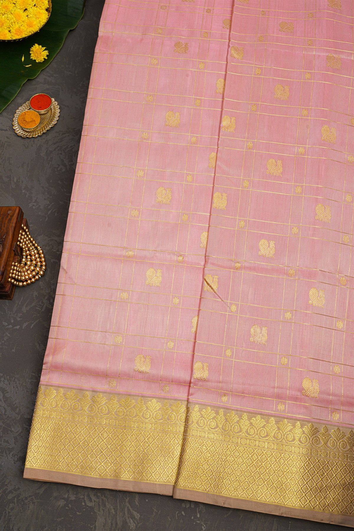 Venkatagiri Silk Baby Pink Saree