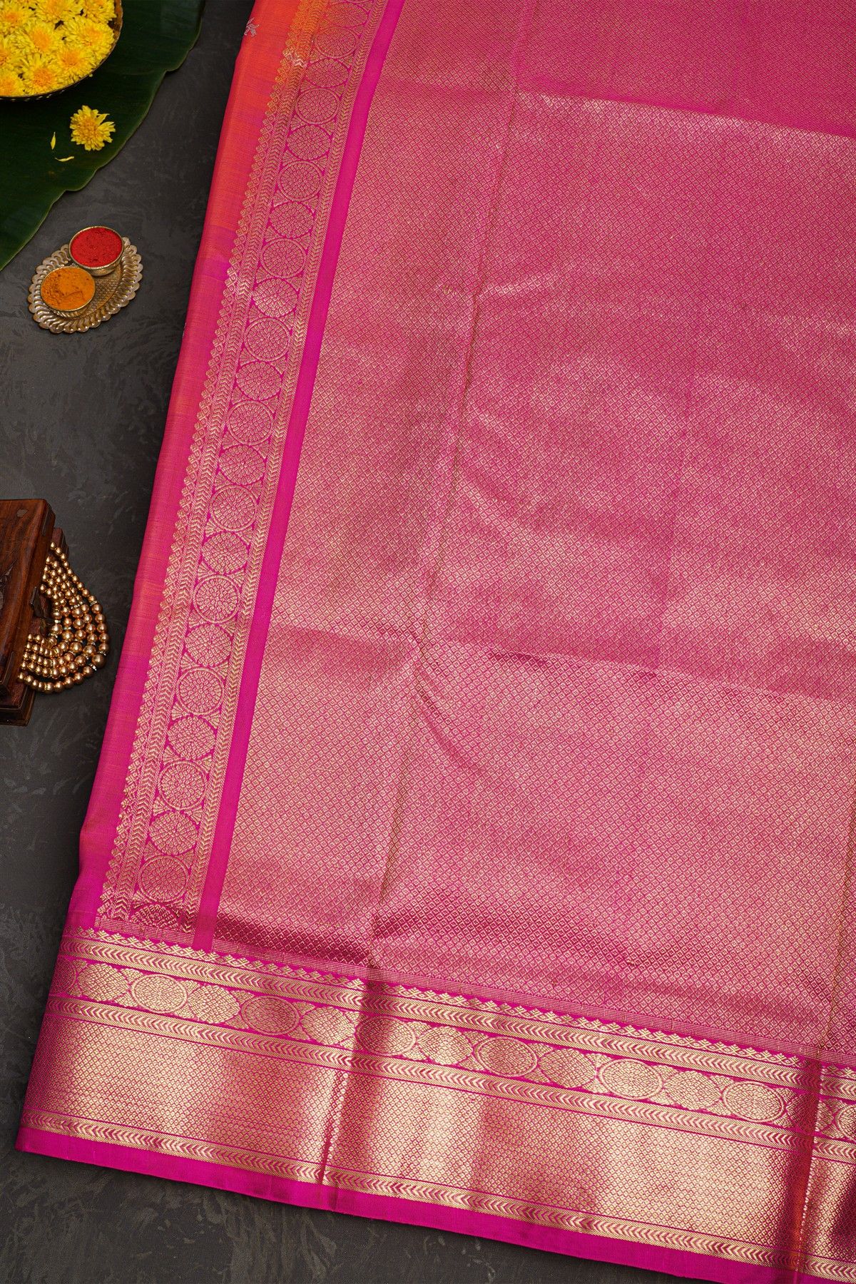 Venkatagiri Silk Peach Saree