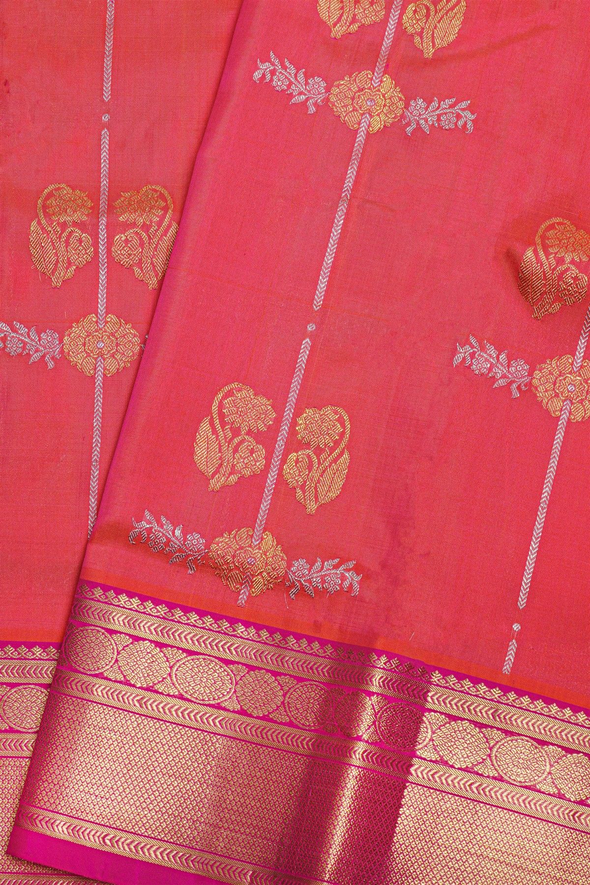 Venkatagiri Silk Peach Saree