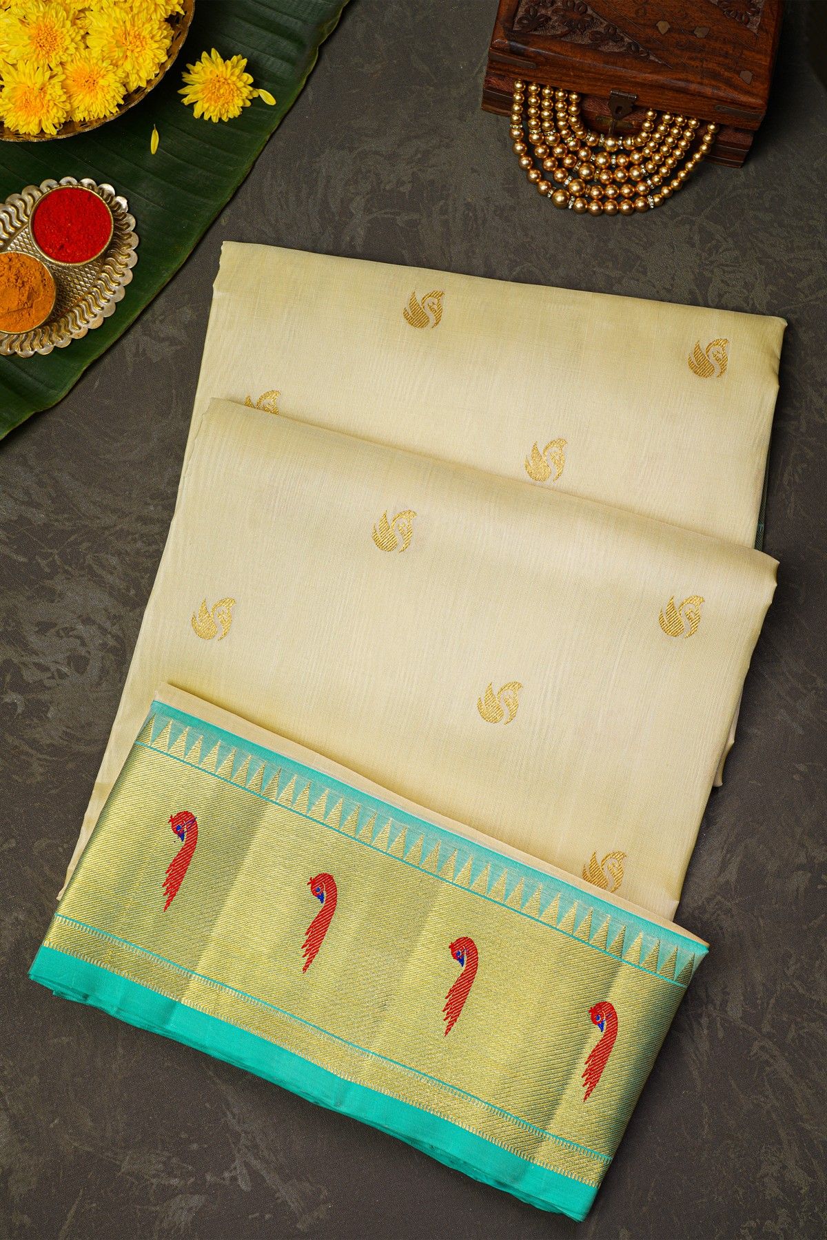 Venkatagiri Silk Cream Saree