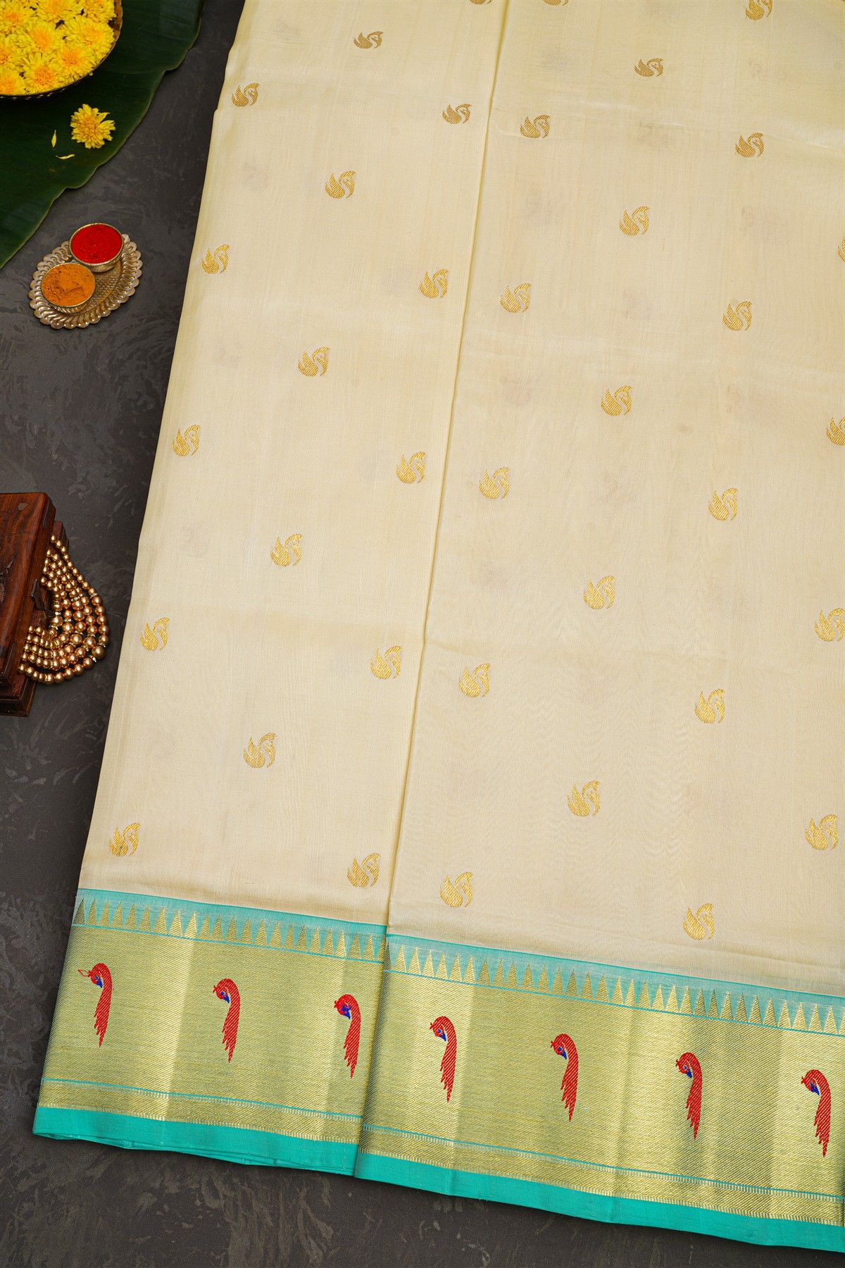 Venkatagiri Silk Cream Saree